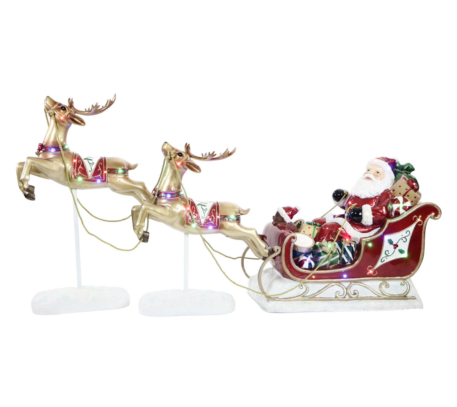 Fraser Hill Farm LED Flying Reindeer, Santa andSleigh