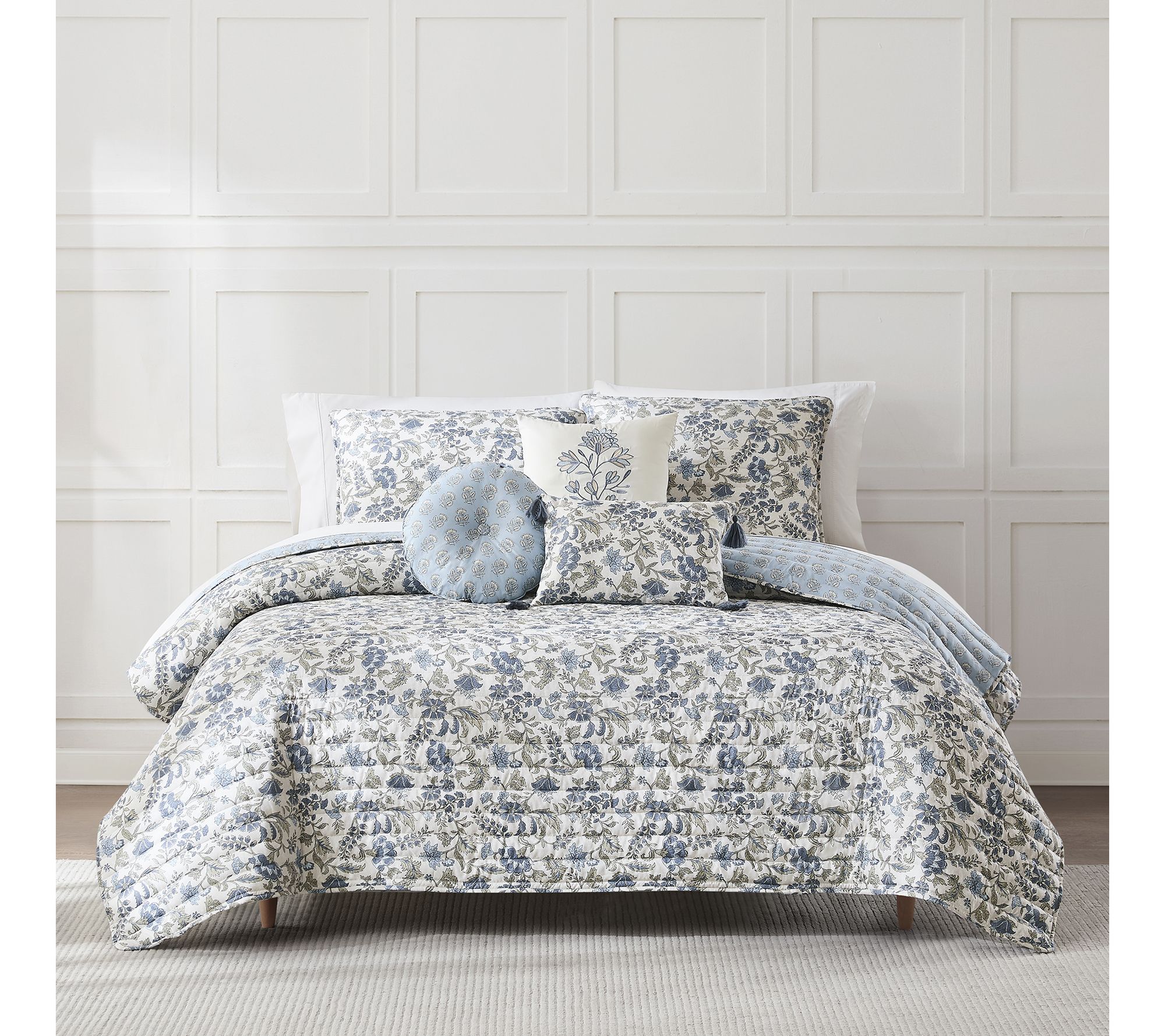 Lush Decor Lillian Block Reversible Quilt 6Pc Set King/Cal K