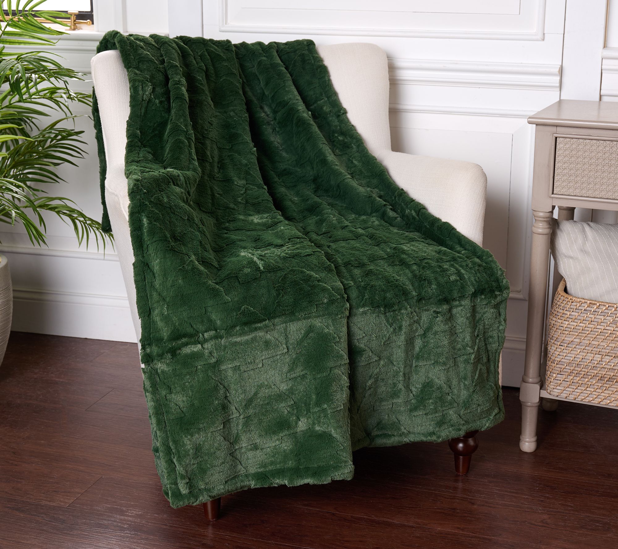 60x70 Carved Faux Fur Throw w/ Gift Ribbon by Kim Gravel