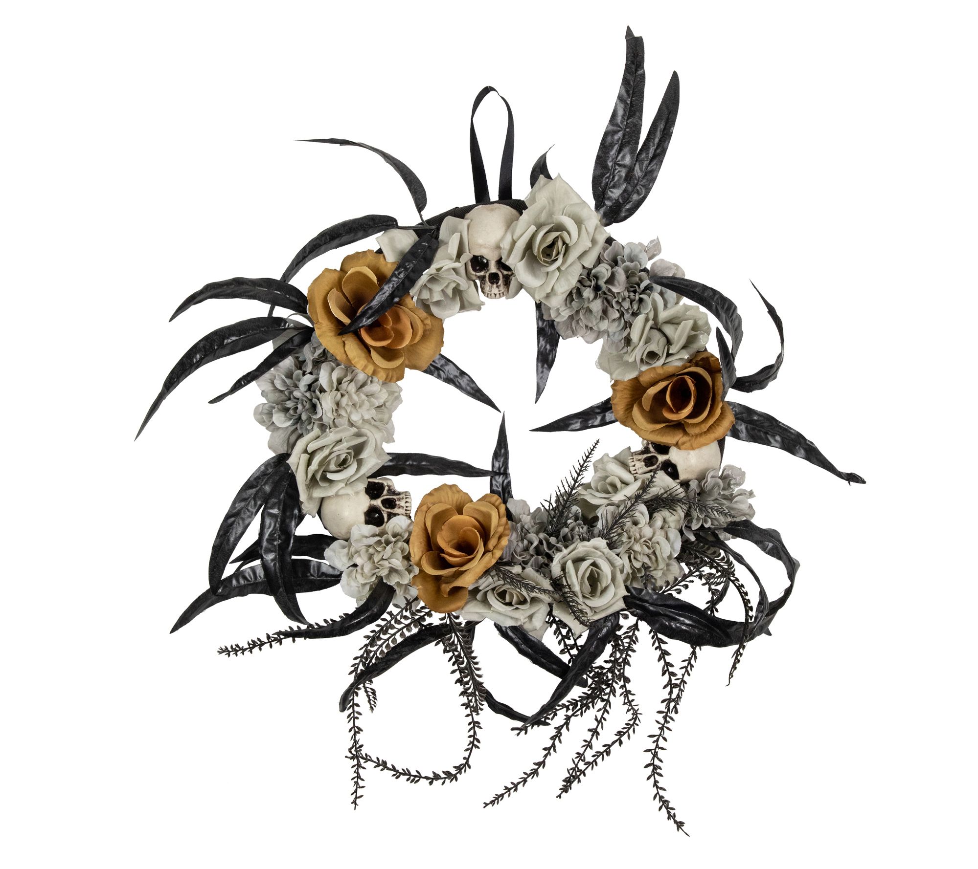 Northlight Skulls with Roses Halloween Wreath 14" Unlit