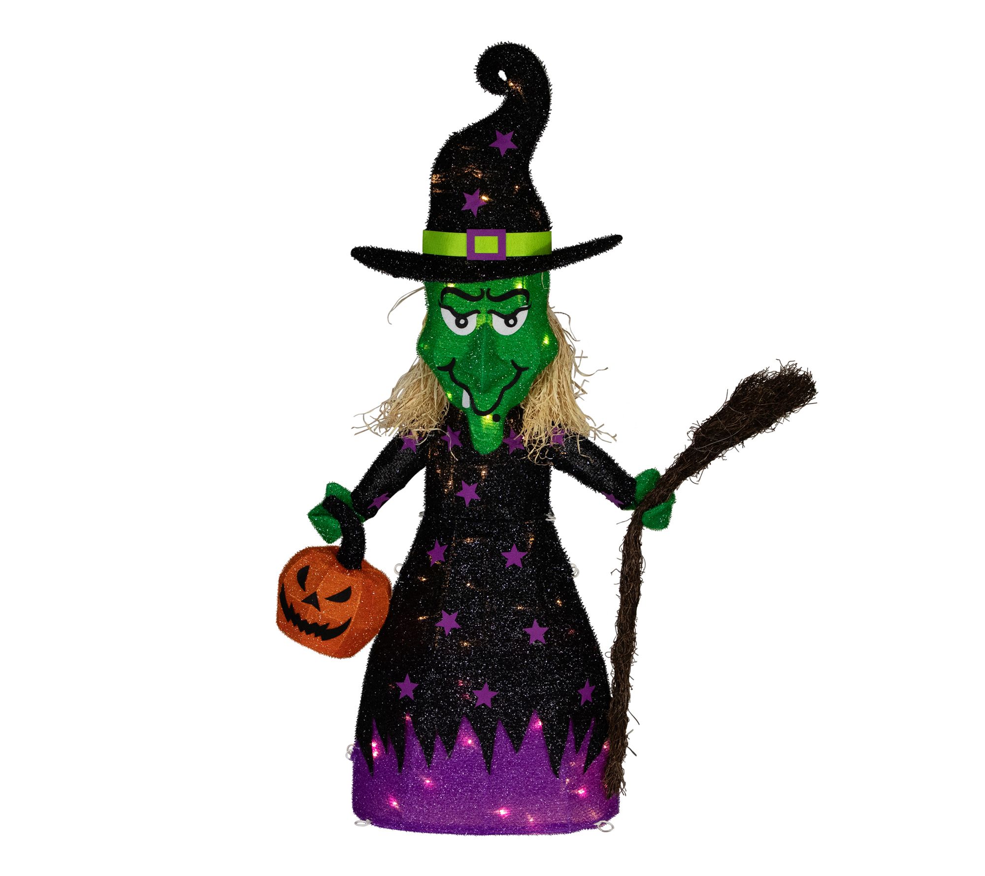 Northlight LED Witch with Broom Yard Halloween Decor 39"