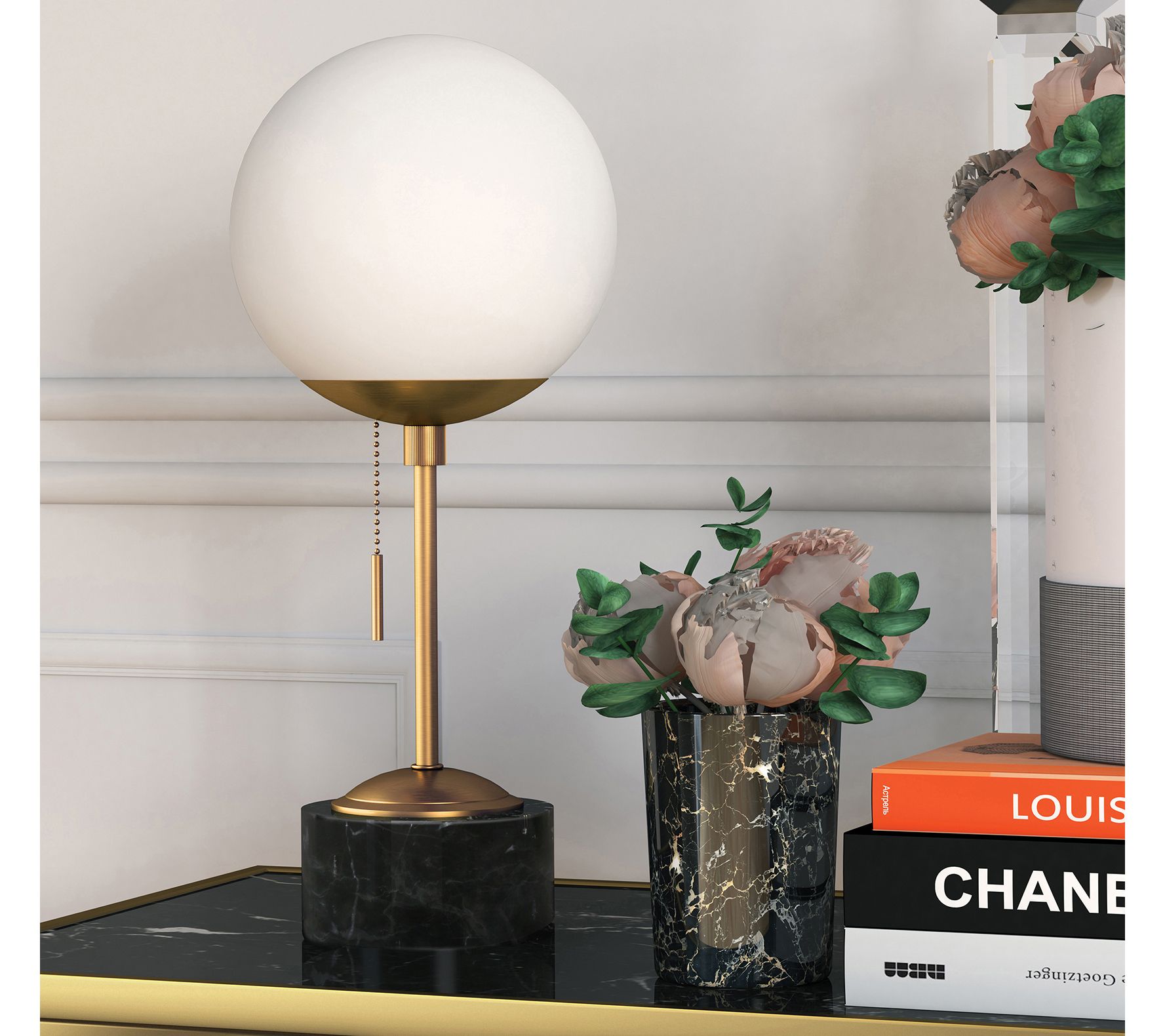 Hudson&Canal Reagan 17.75" Tall Table Lamp withGlass Shade