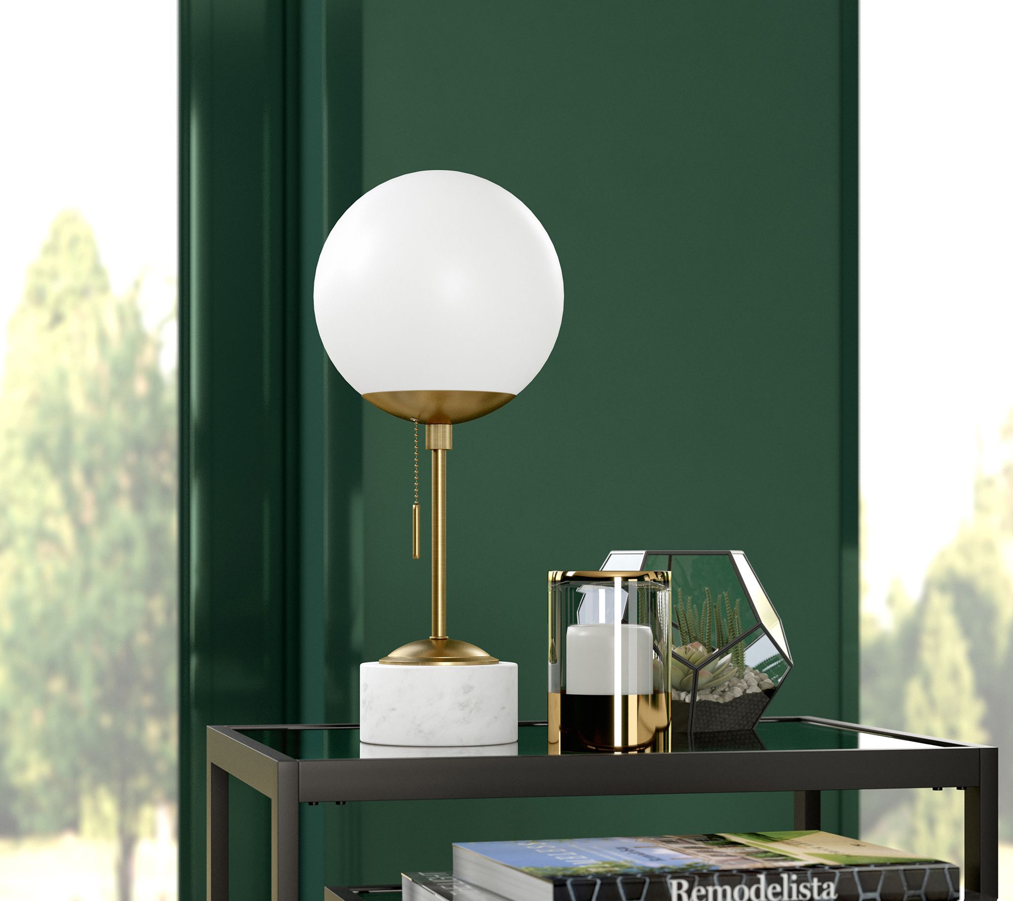 Hudson&Canal Reagan 17.75" Tall Table Lamp withGlass Shade