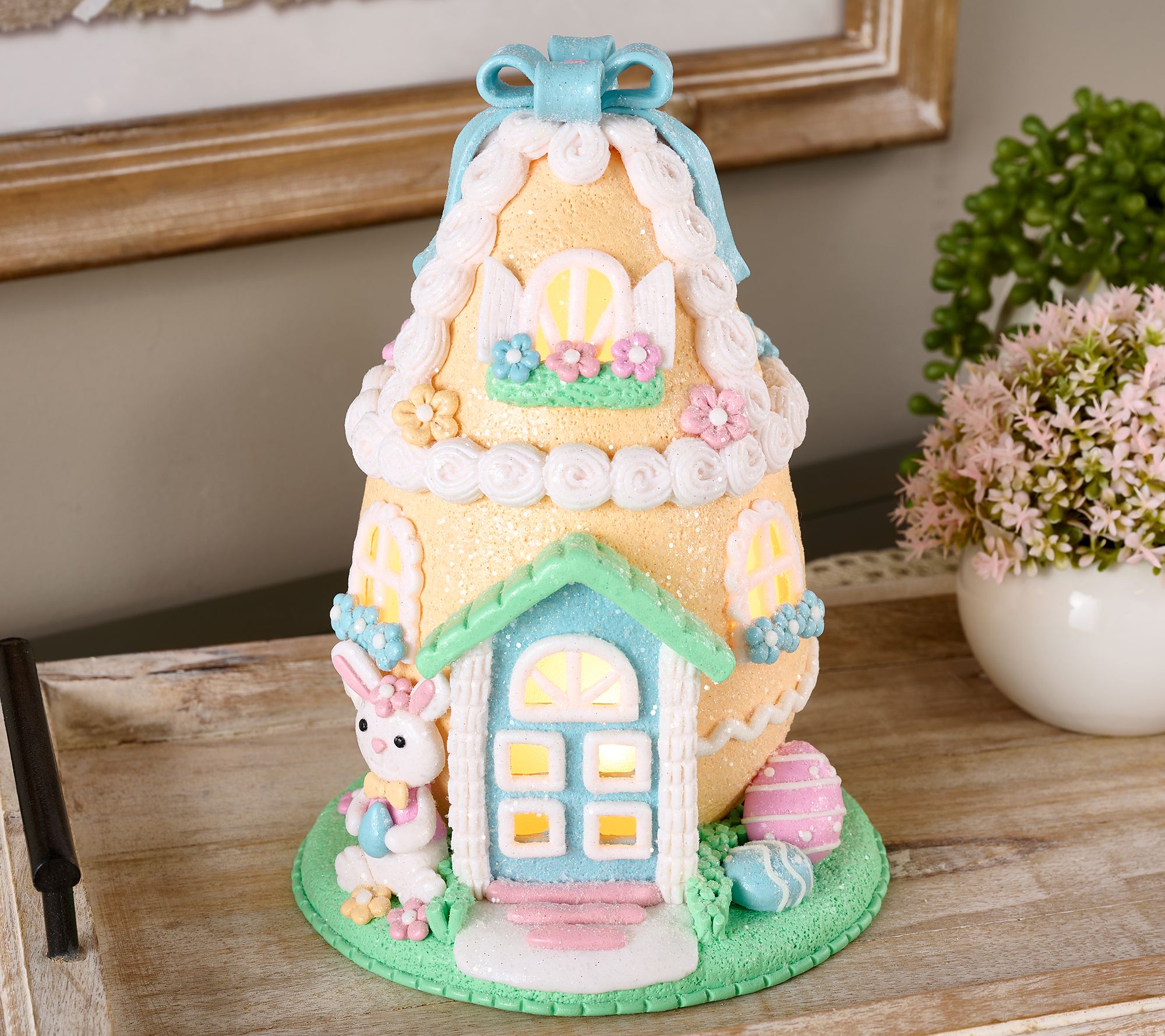  8" Illuminated Easter Egg Cottage by Valerie
