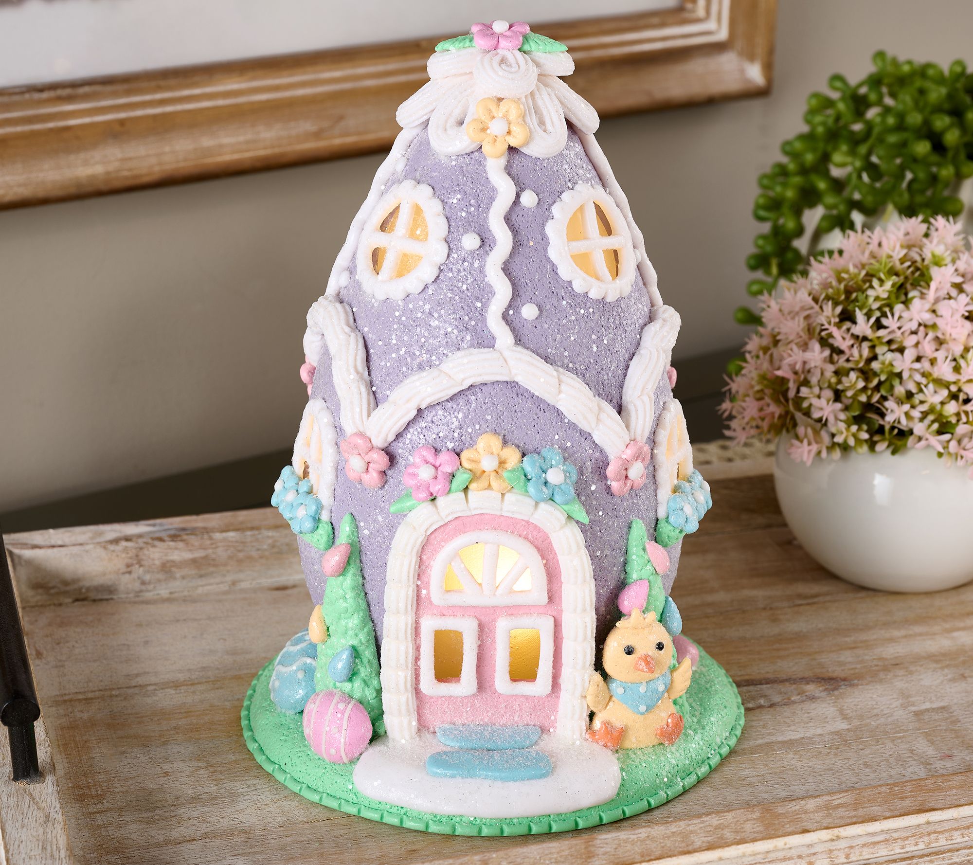 8" Illuminated Easter Egg Cottage by Valerie