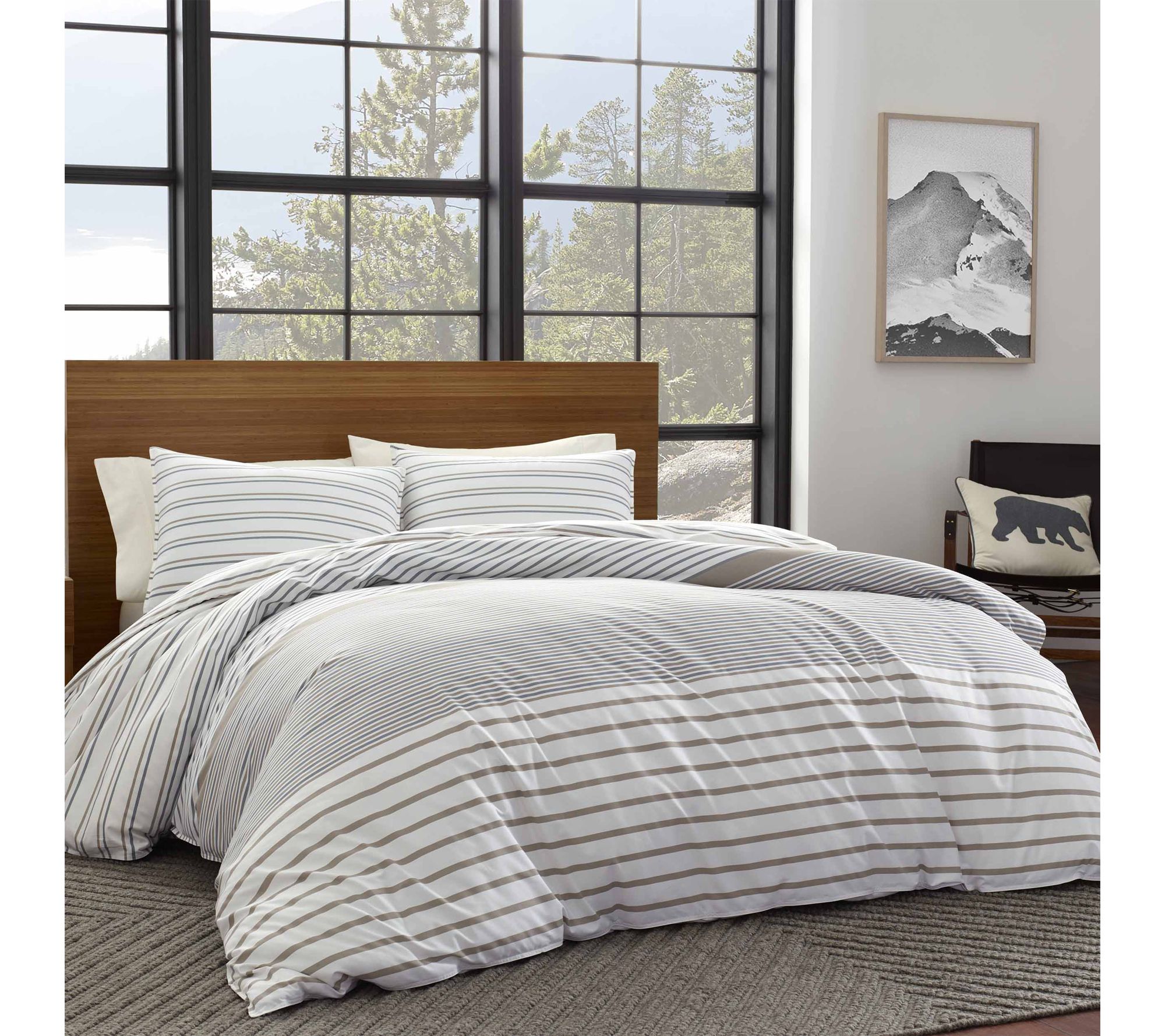 Eddie Bauer Cooper Stripe Grey Twin Duvet CoverSet