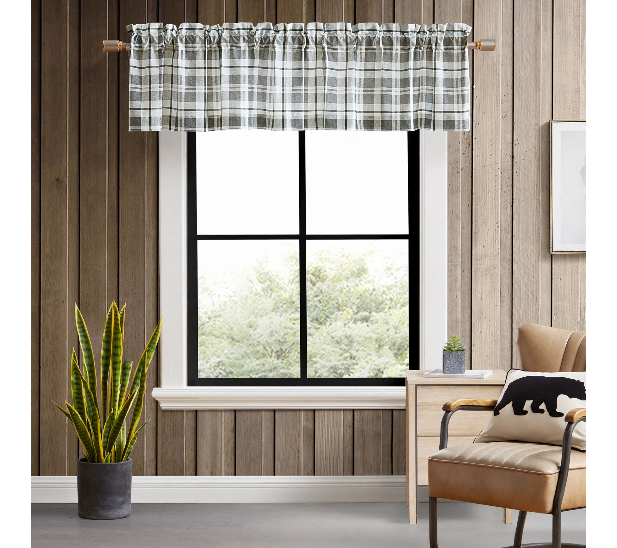 Eddie Bauer Fall Creek Plaid Grey 86x15 WindowValance