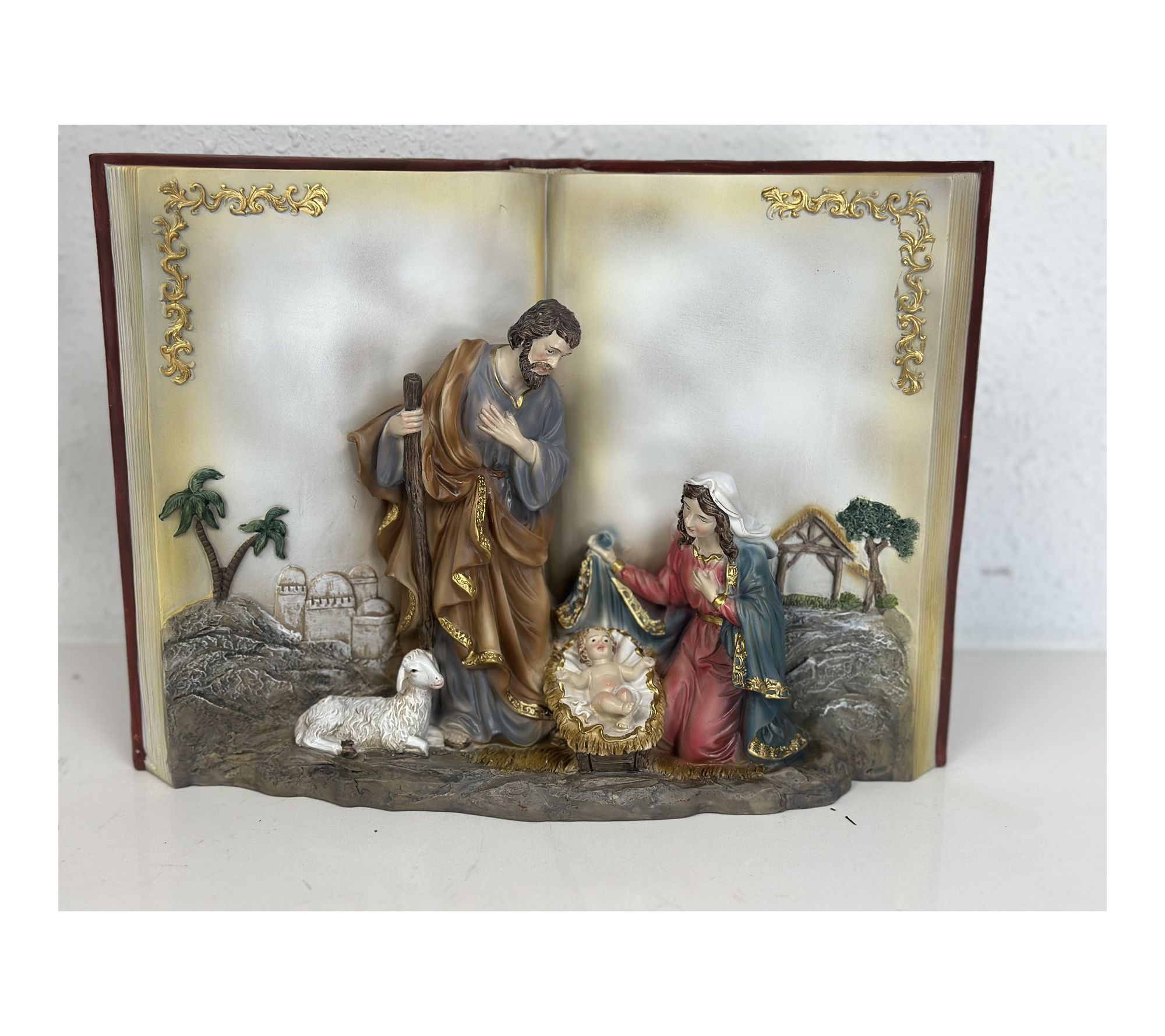 RC Home Decor Holy Family Nativity Scene in Open Book