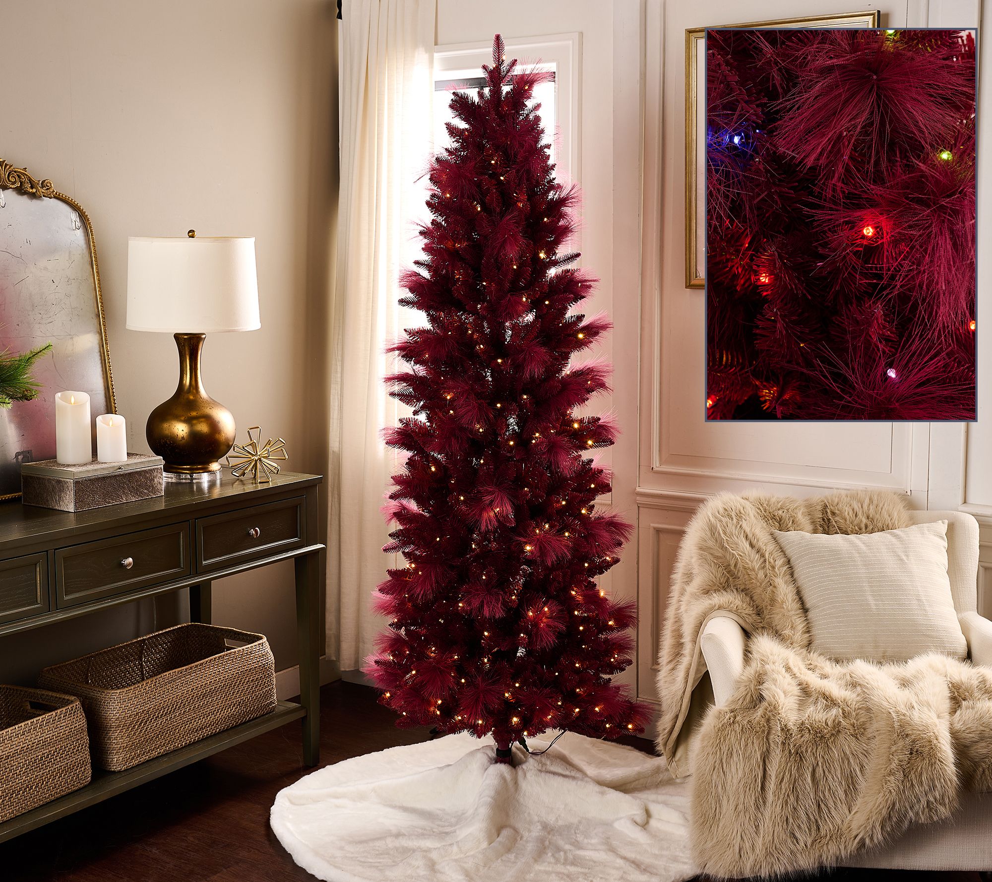 "As Is" 7' Illuminated Slim Tree with Pampas Accents by Kim Gravel