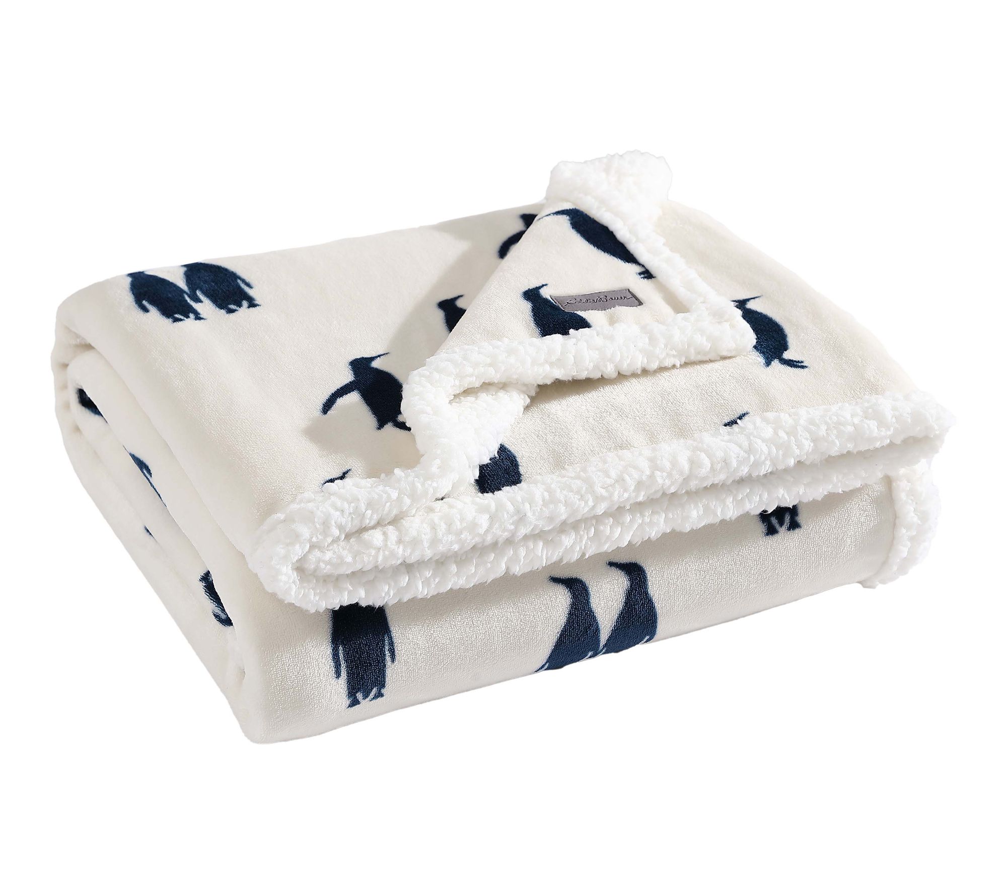 Eddie Bauer Emperor Penguin Navy Knit 50"X60" Throw