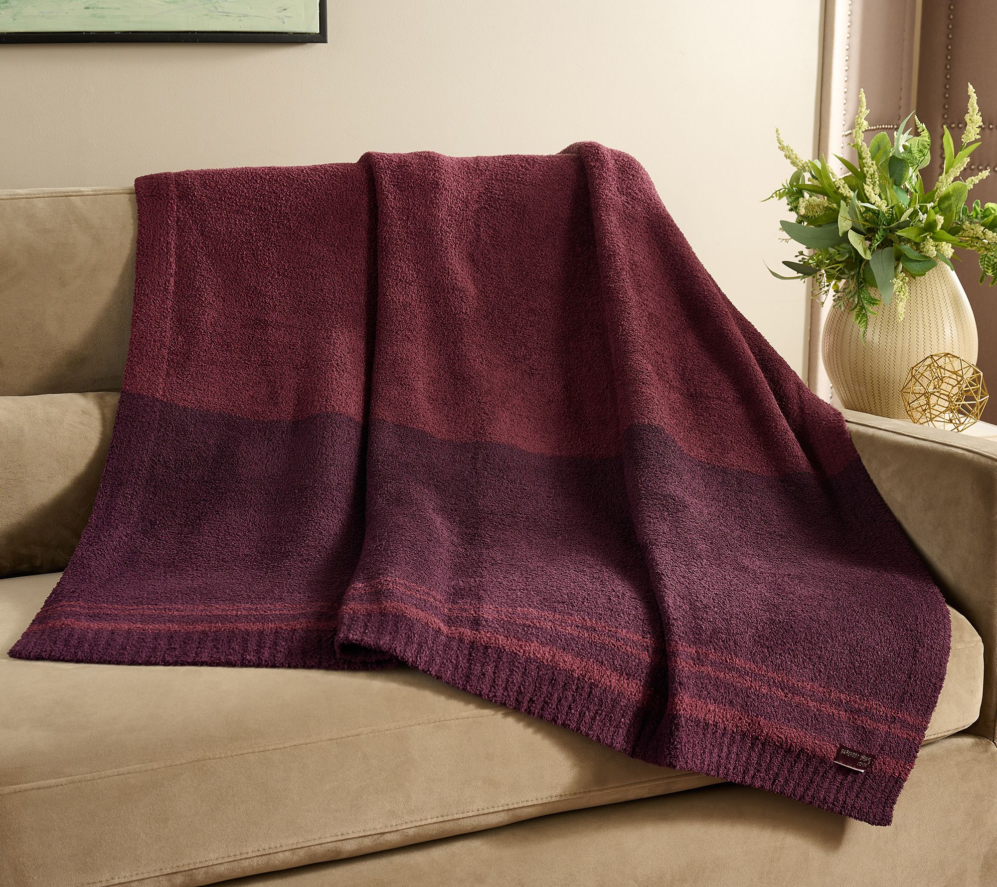 "As Is" Barefoot Dreams CozyChic 45x60 Tri-Color Blanket