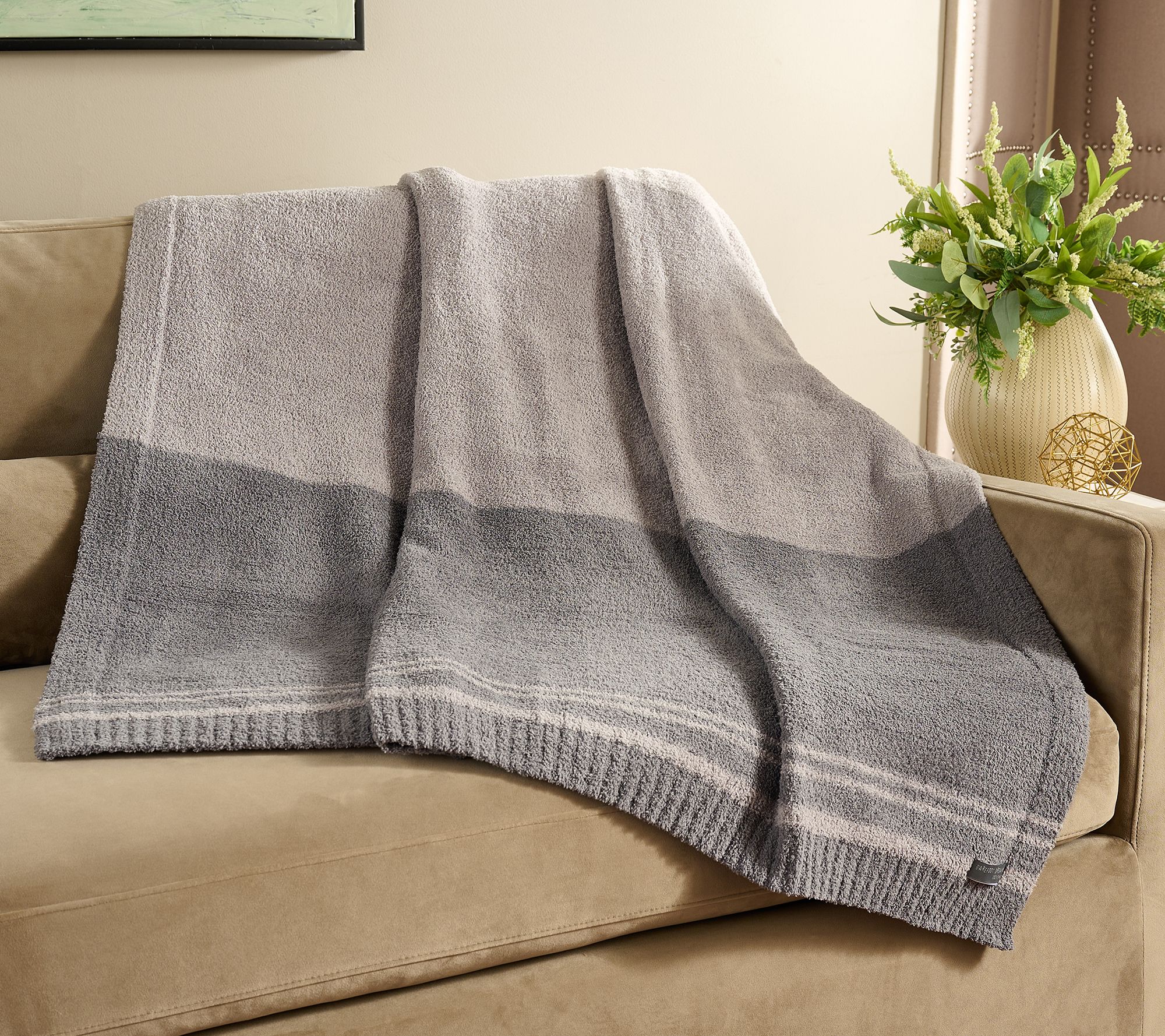"As Is" Barefoot Dreams CozyChic 45x60 Tri-Color Blanket