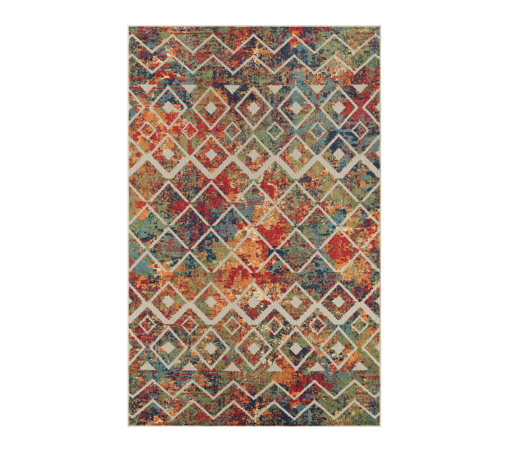 Ox Bay Multi Diamond Bohemian Polypropylene Outdoor Area Rug