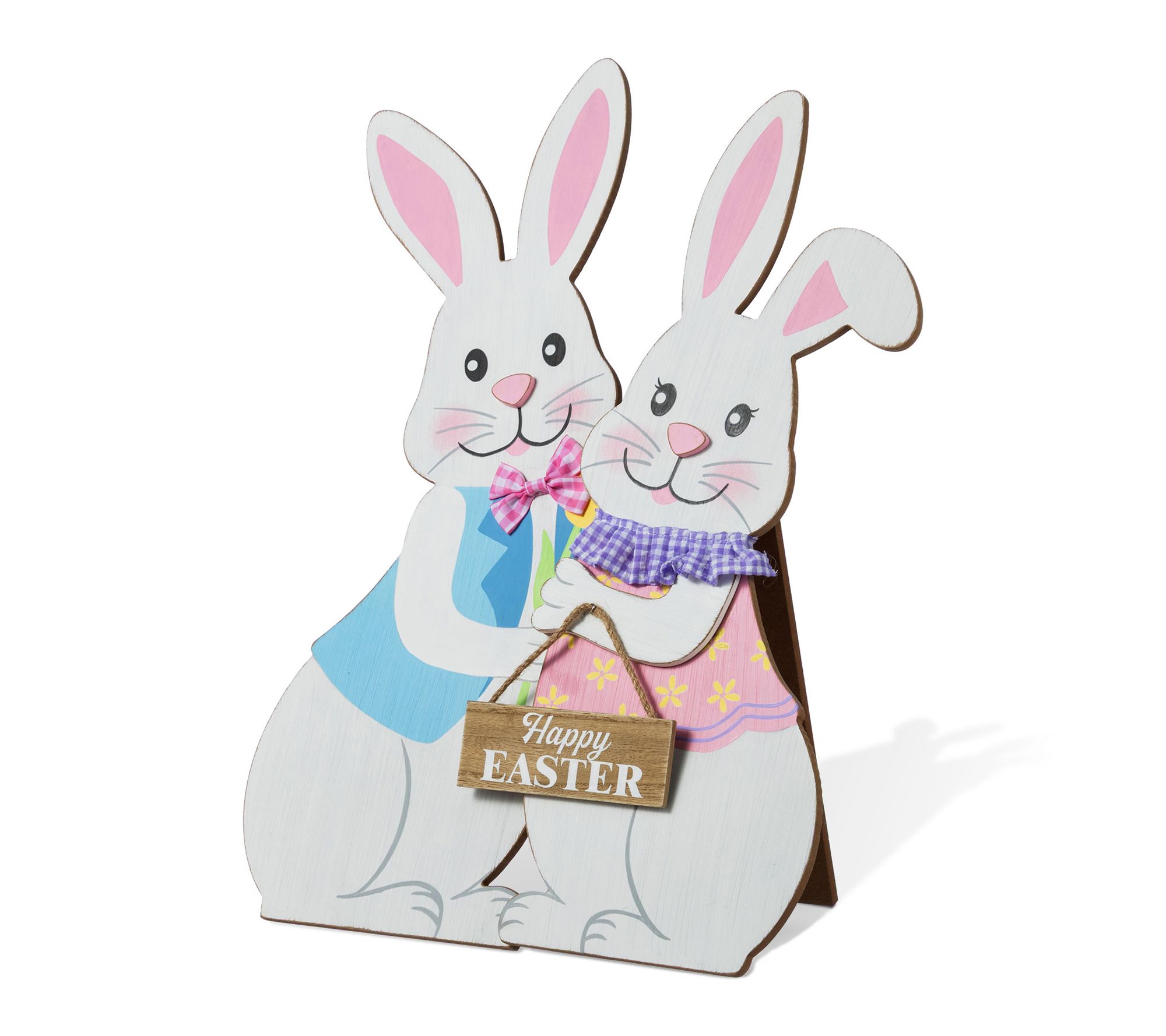 Glitzhome Set of 2 24"H Easter Wooden Bunny Porch Decor