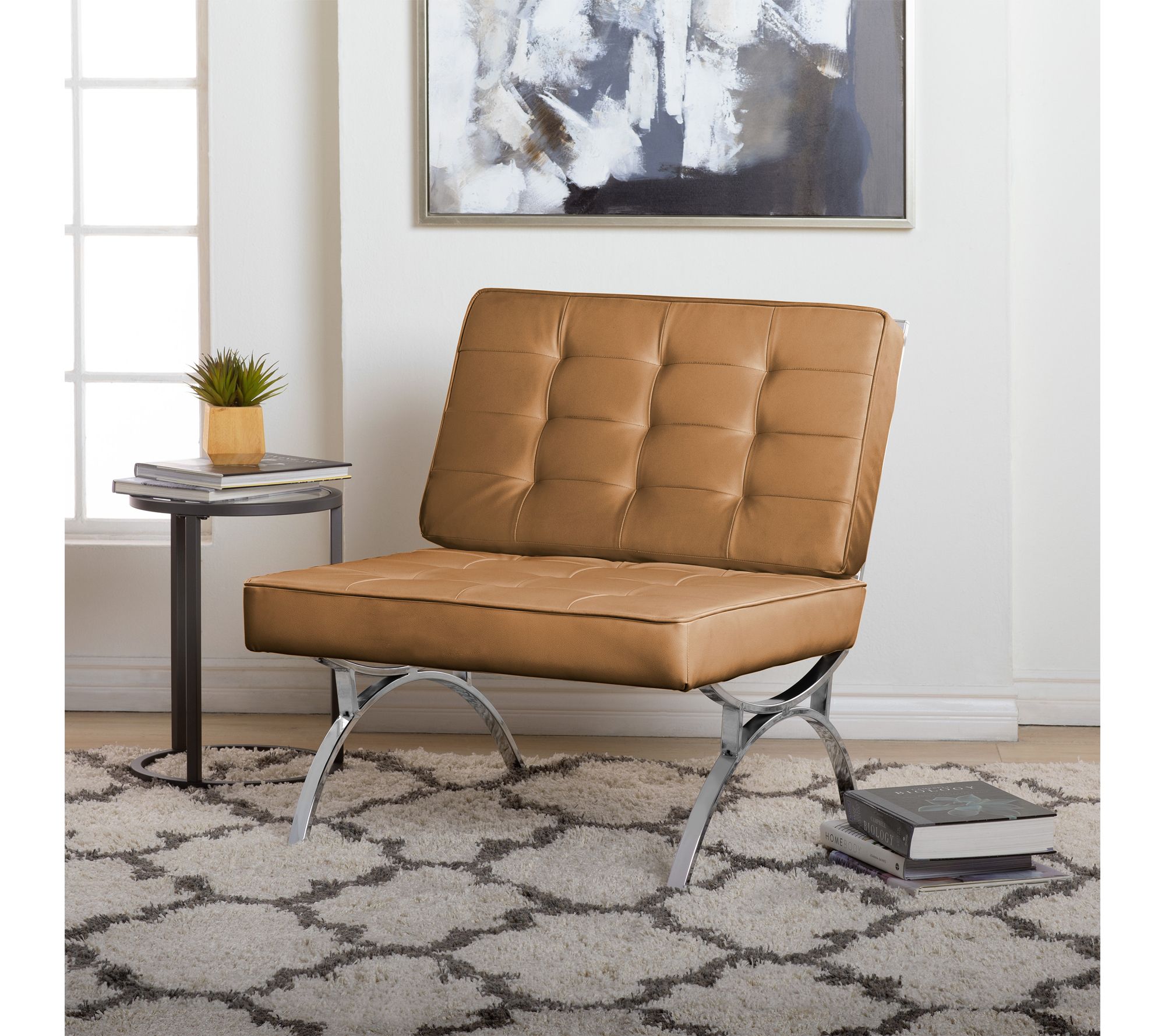 Studio Designs Home Newel Modern Accent Chair Blended Leather