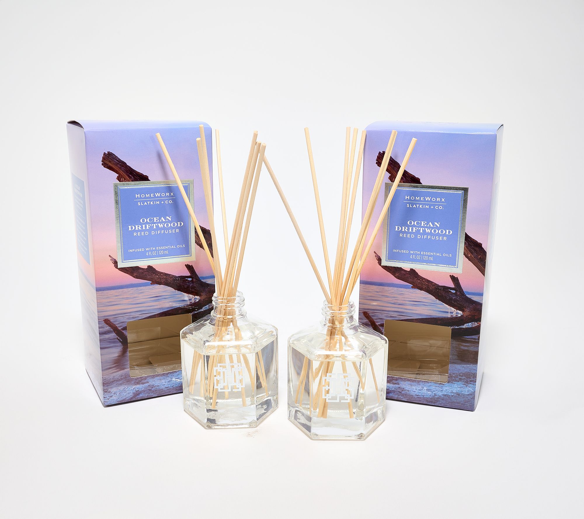 "As Is" HomeWorx by Slatkin + Co. S/2OceanDriftwd Reed Diffusers