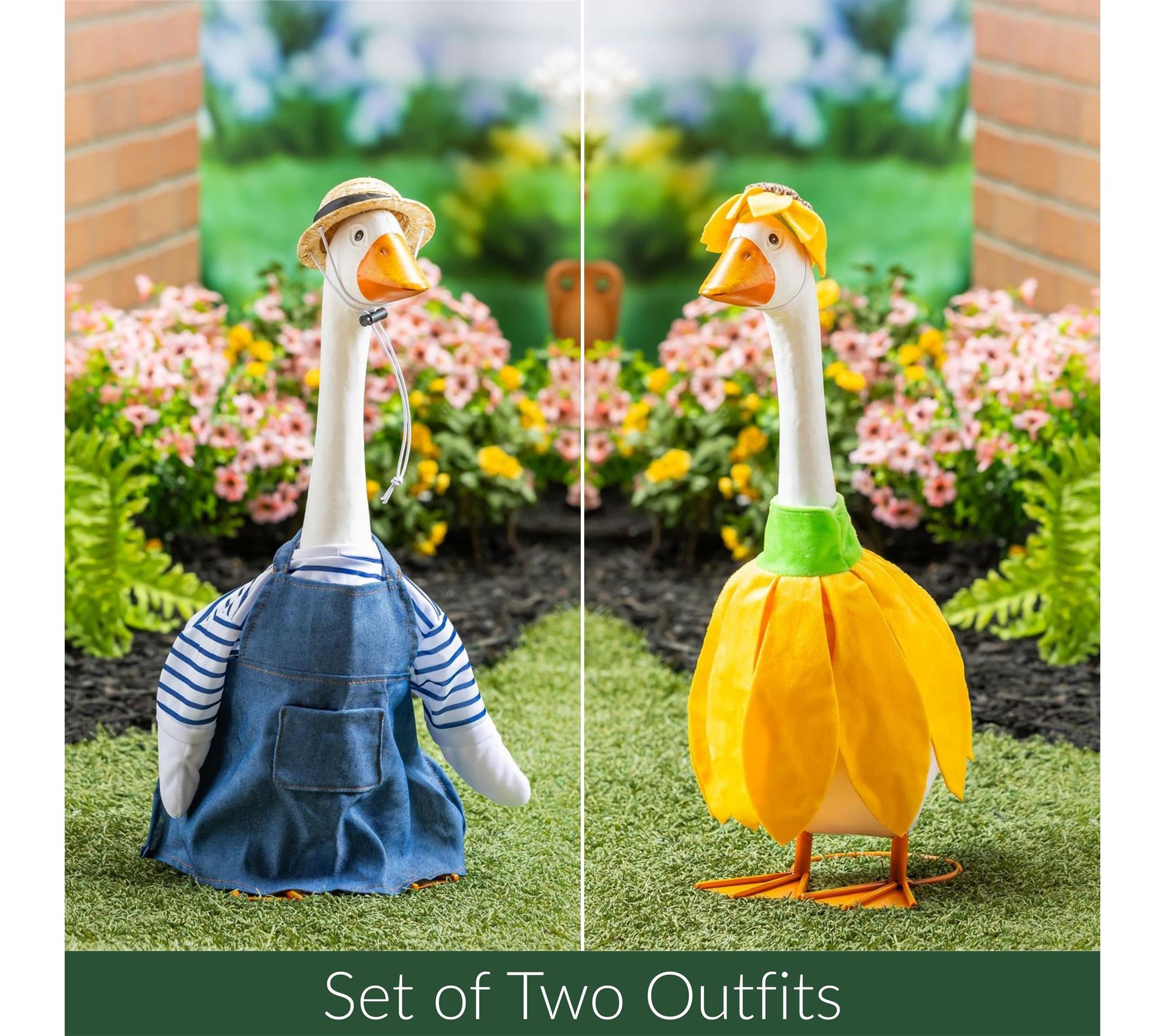 Evergreen Giddy the Porch Goose Set of 2 SummerOutfit