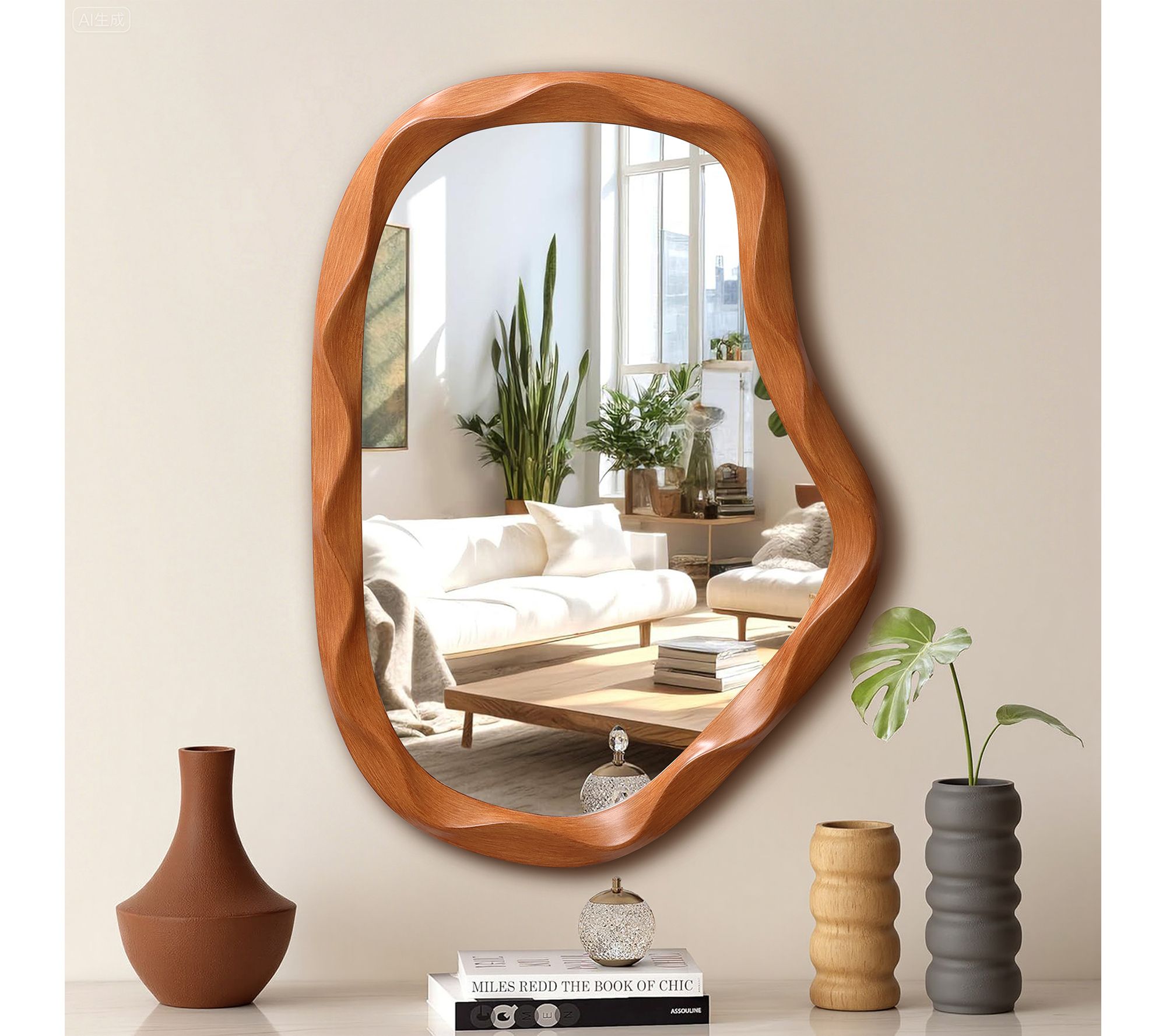 LuxenHome Golden Brown Irregular 31.5"H x 22.6"W Wall Mirror