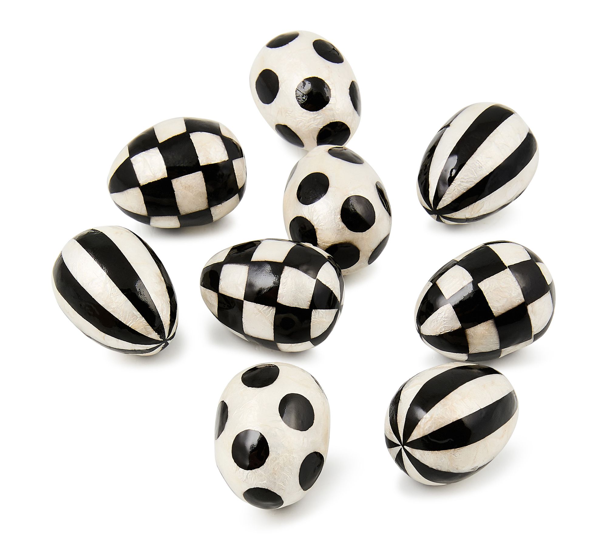 "As Is" MacKenzie-Child Set of 9 Mini Capiz Eggs