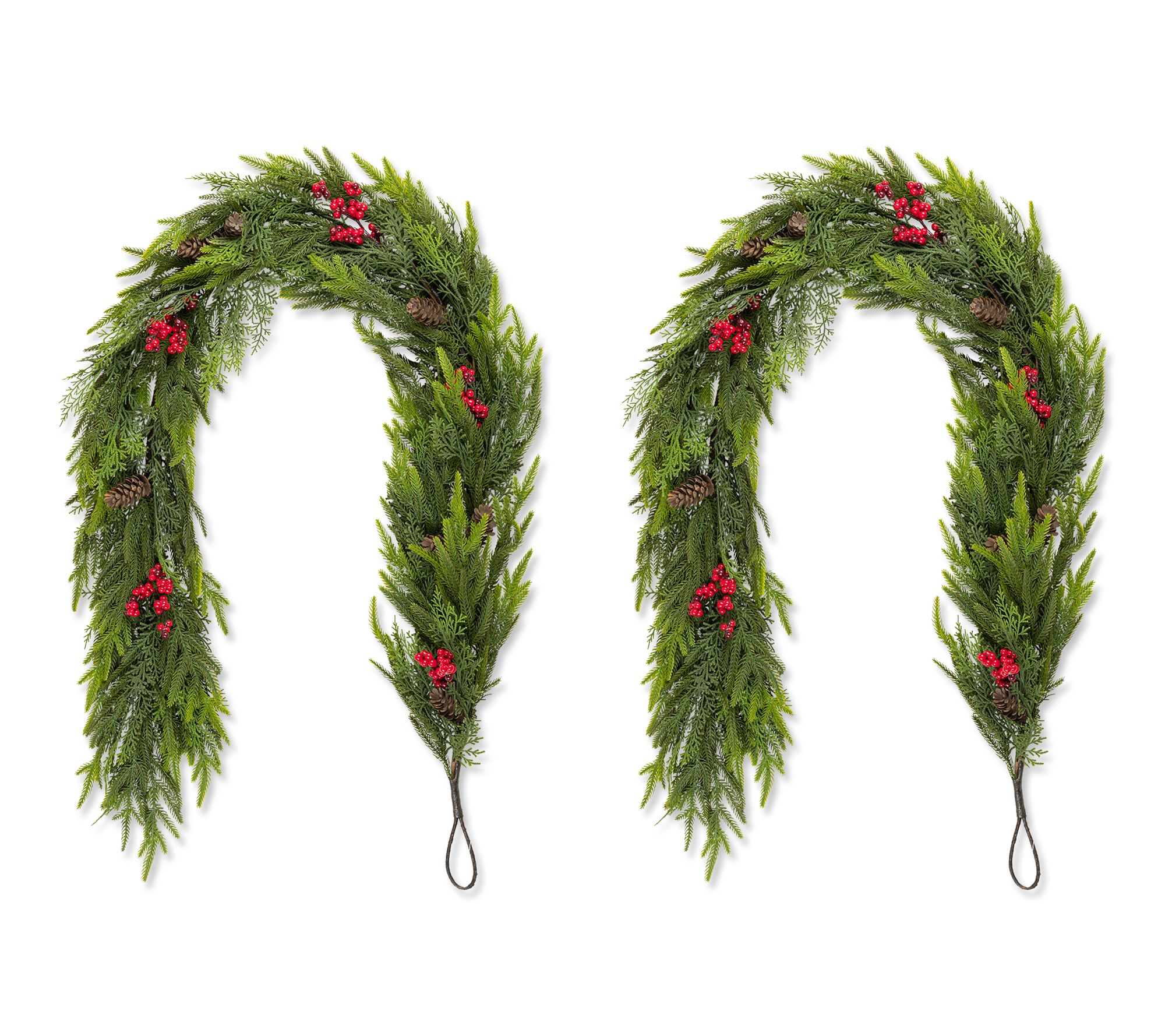 Glitzhome S/2 6ft Christmas Pinecones Berries Dripping