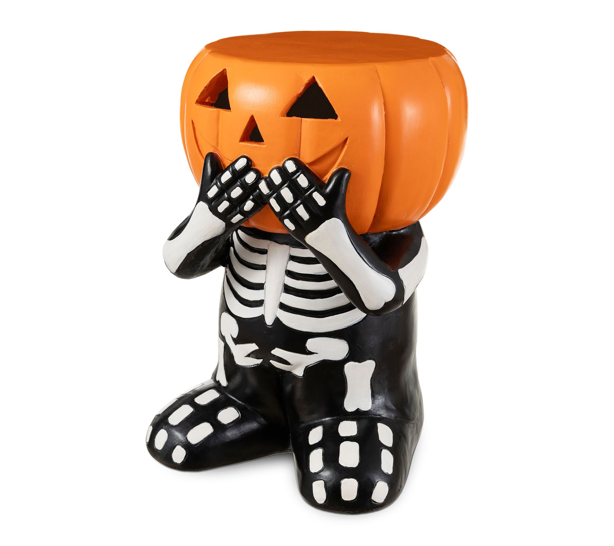 Glitzhome 14.5"H Halloween MGO Skeleton Pumpkin Stool