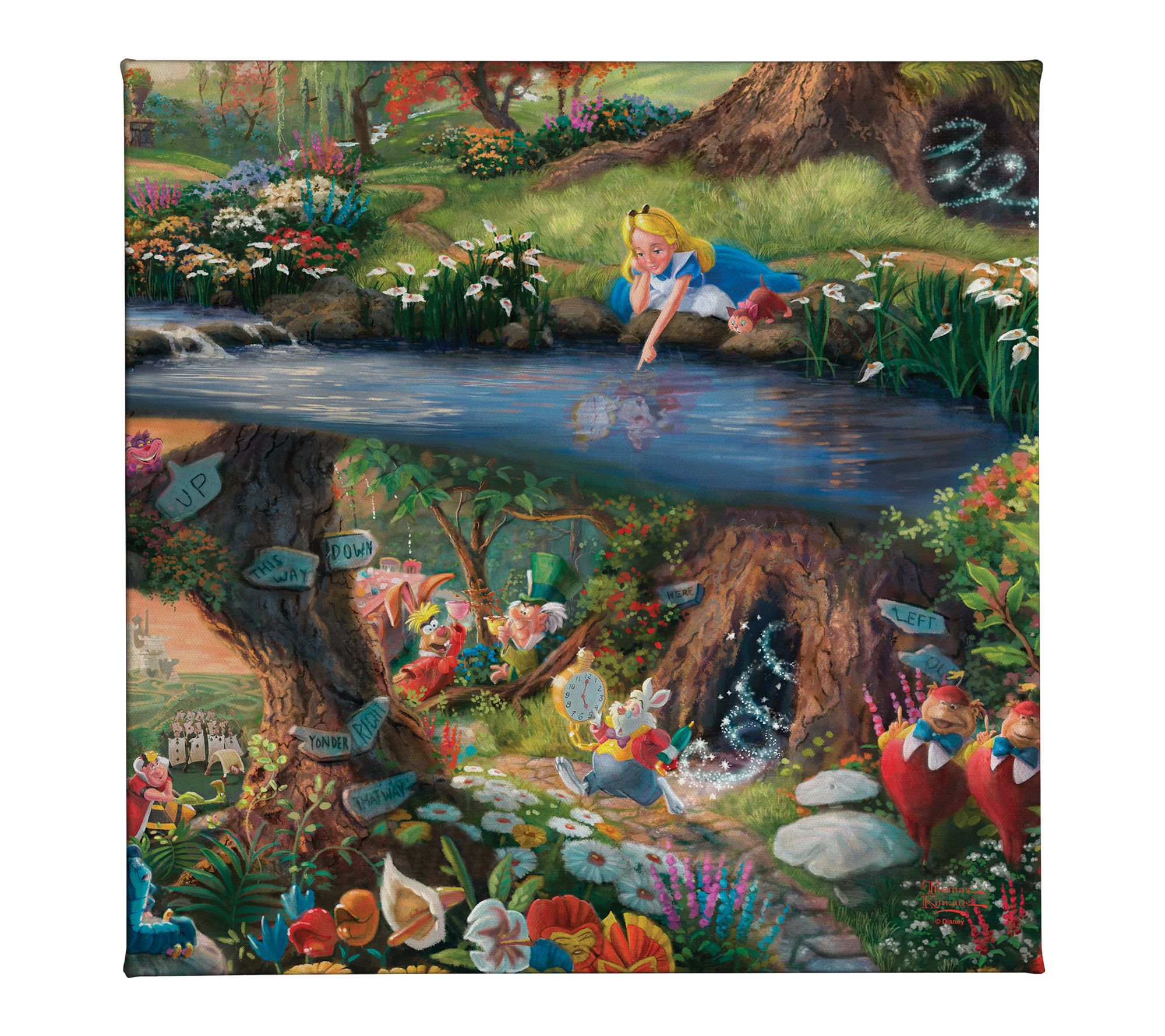 Thomas Kinkade Alice in Wonderland - 14" x 14"Gallery Wrap