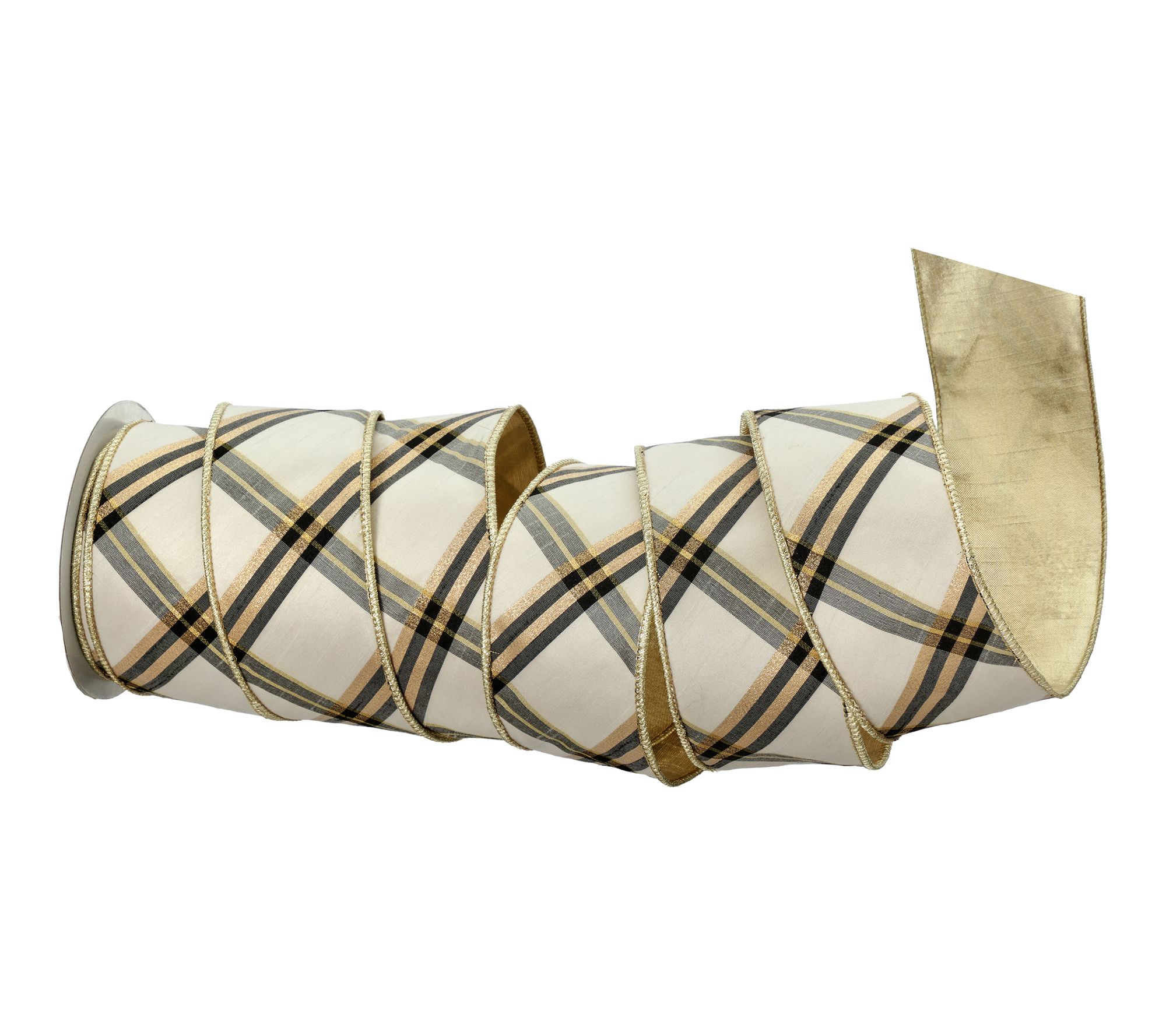 2.5"X10y Plaid Dupion Stripe Ribbon by Valerie
