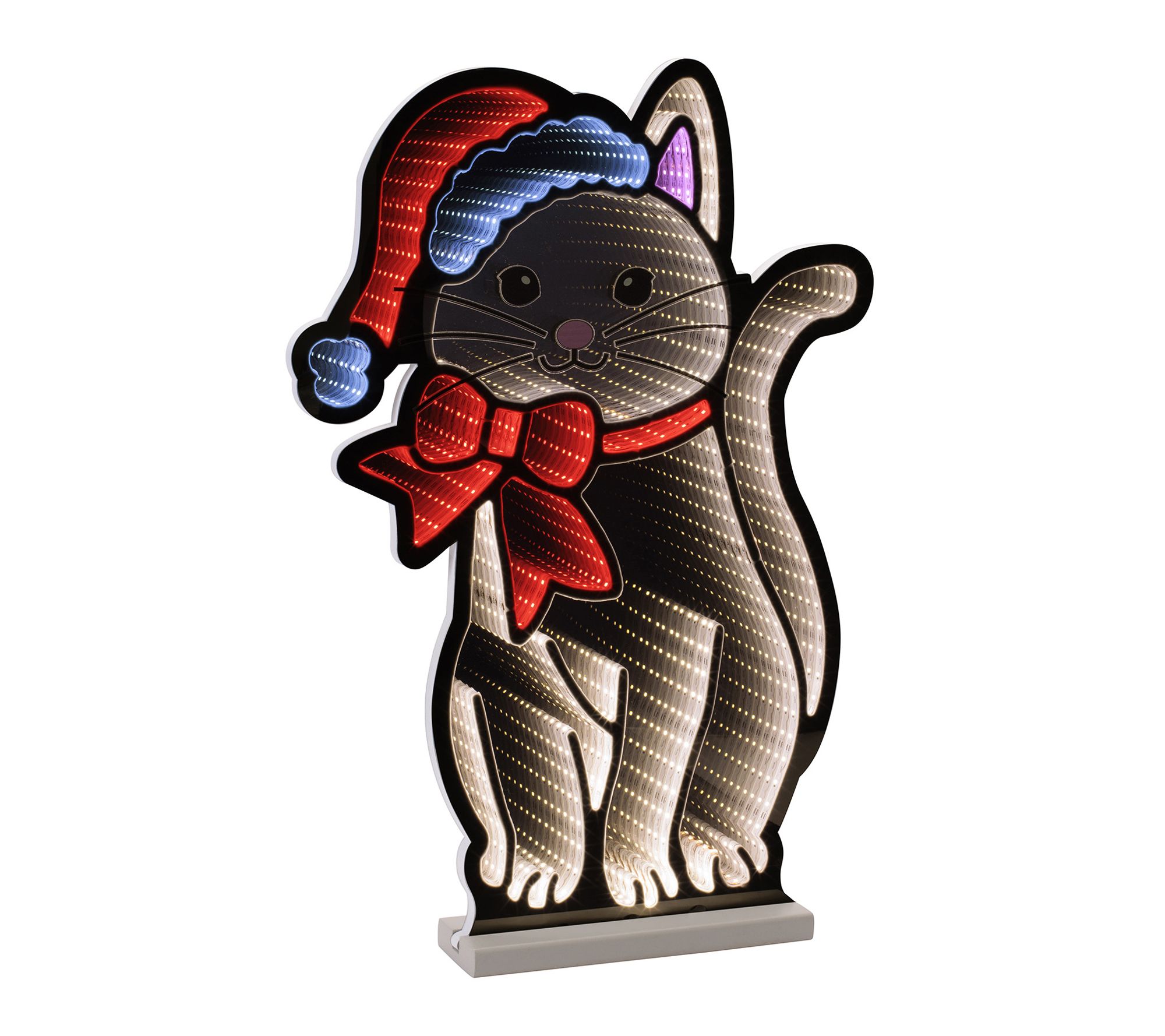 Melrose Cat with Santa Hat and Bow Ekkolight 23.5"H