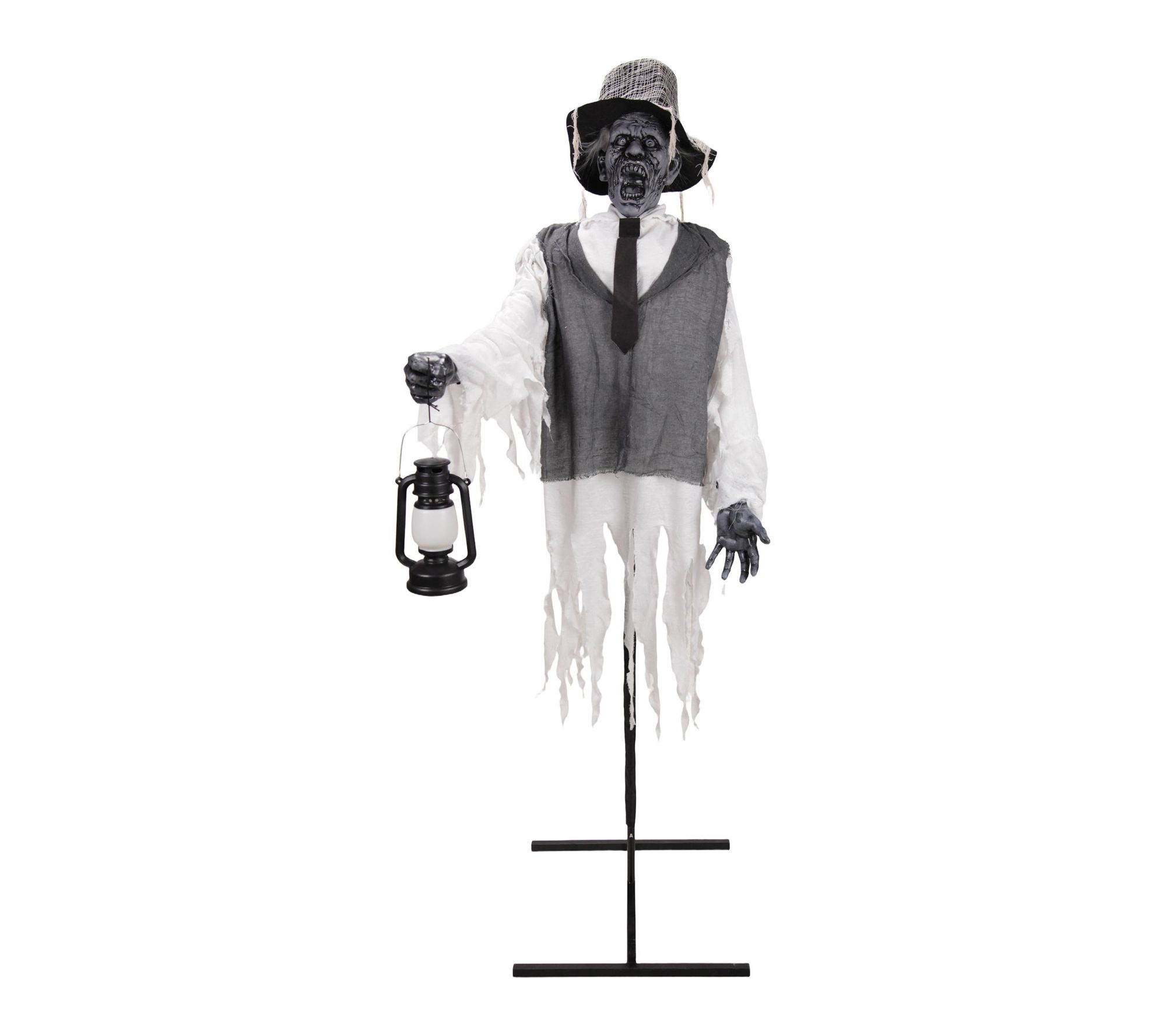 Haunted Hill Farm 5ft 11in Zombie Animatronic with Lantern