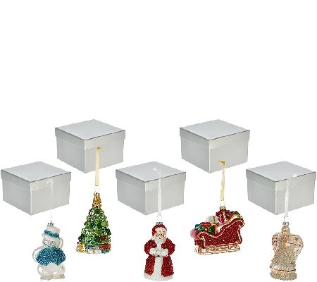 Set of 5 Mercury Glass Ornaments with Gift Boxes by Valerie - QVC.com