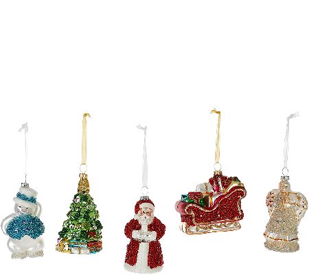 Set of 5 Mercury Glass Ornaments with Gift Boxes by Valerie - QVC.com
