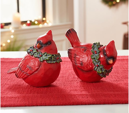 Set of 2 Winter Bird Figurines by Valerie