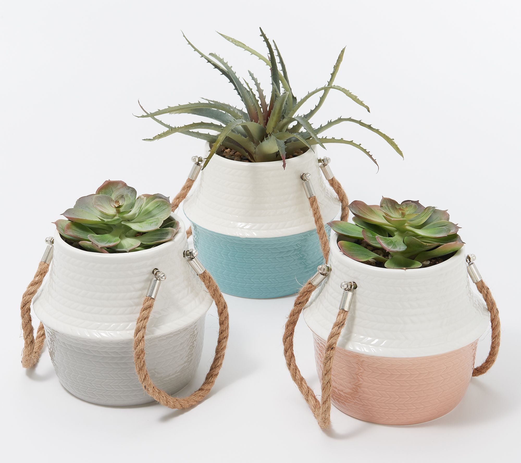 "As Is" Home Reflections Set of 3 Potted Faux Succulents