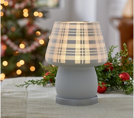 Frosted Satin Glass Plaid Accent Lamp by Valerie