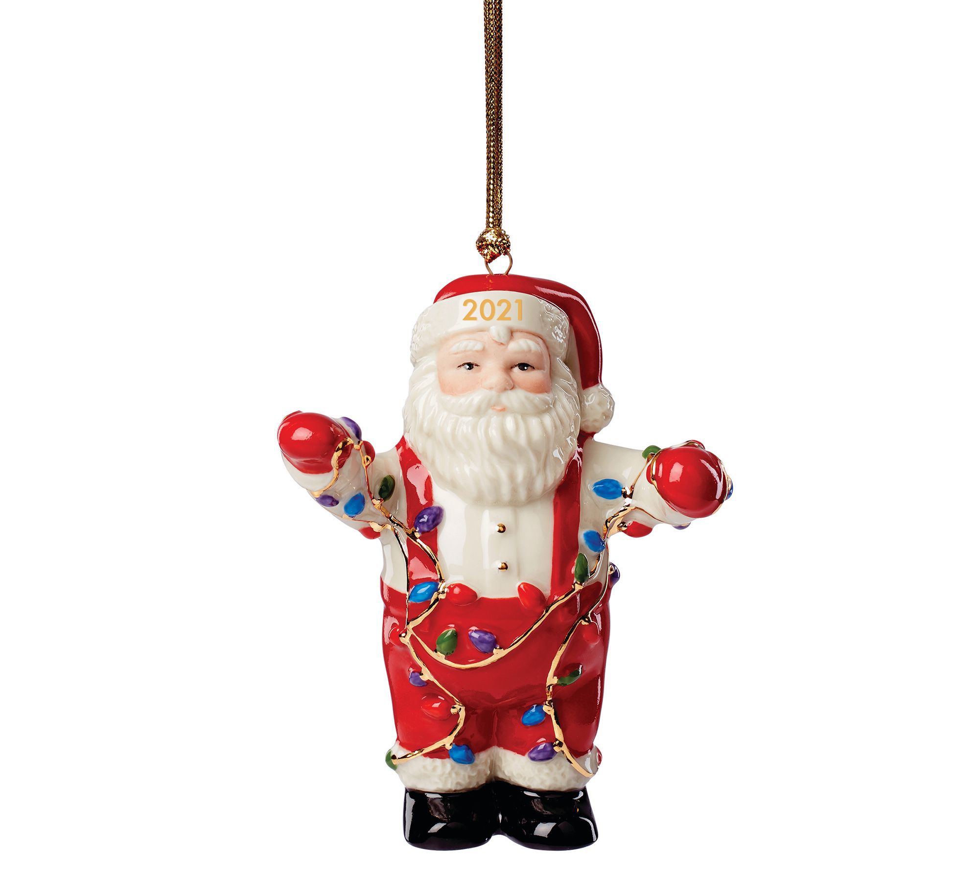 Lenox 2021 Santa Stringing Lights Ornament - Qvc.com