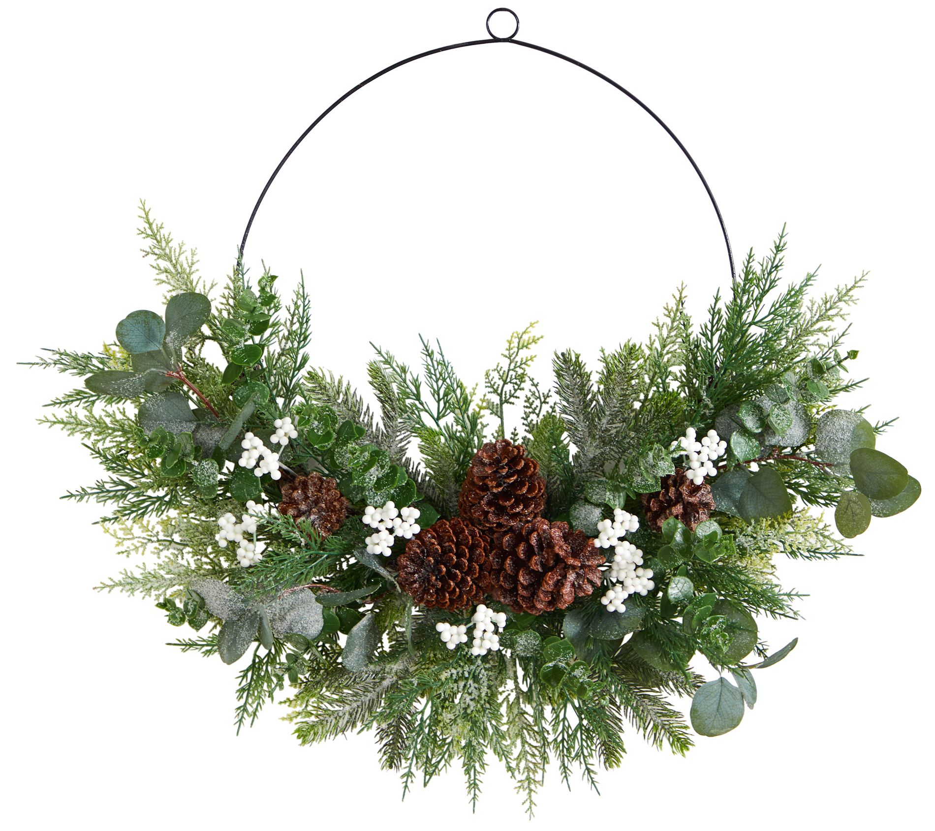 Nearly Natural 28" Christmas Pine, Eucalyptus, Berries Wreath
