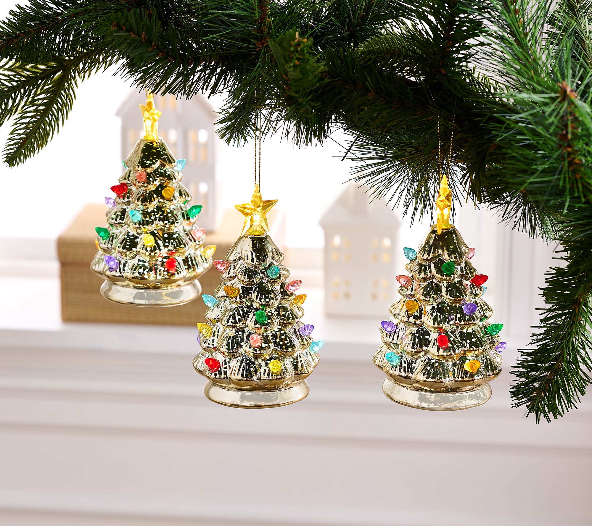 Mr. Christmas Set of Glass Nostalgic Christmas Trees