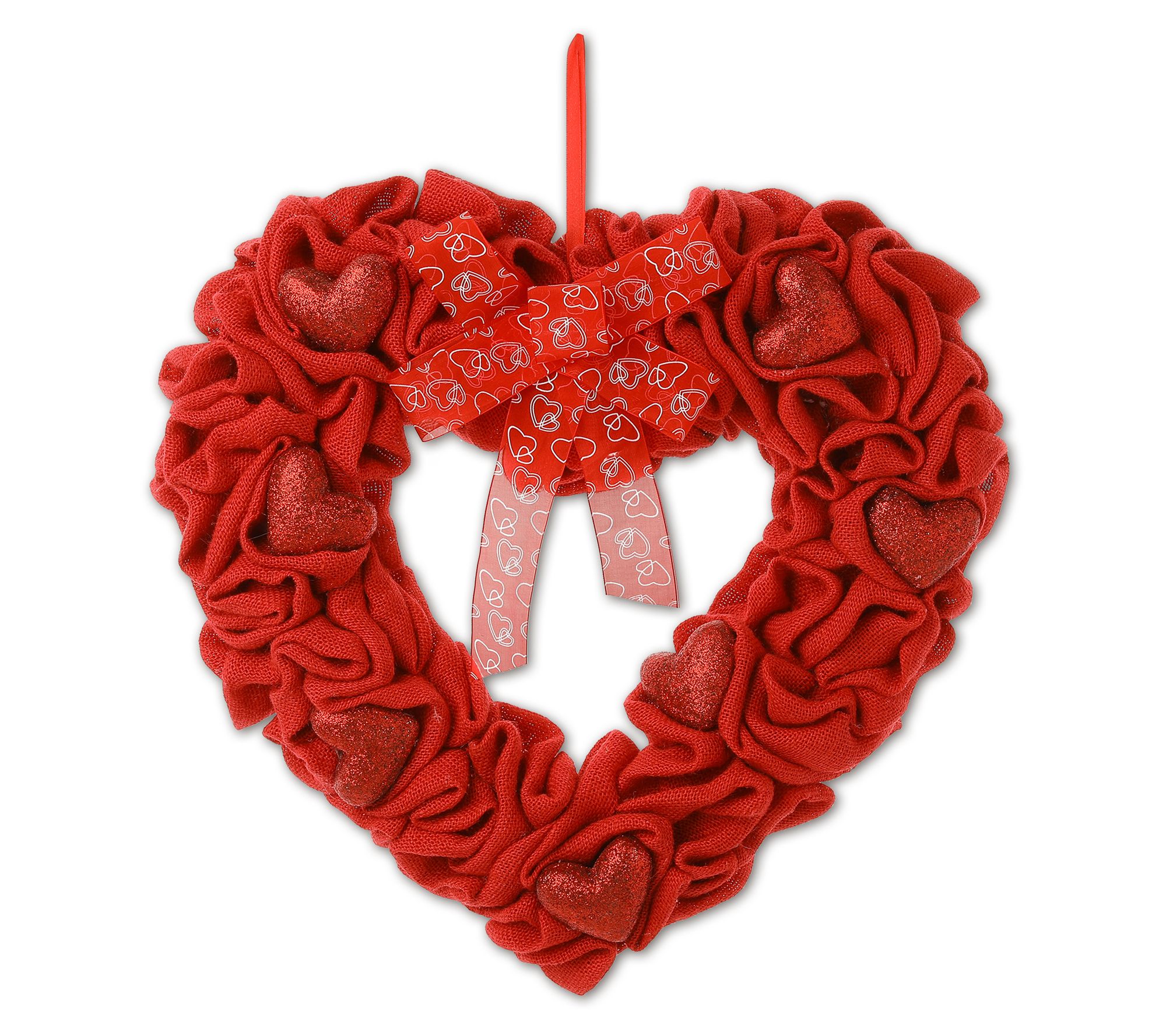 Glitzhome 19" Love You Valentine's Day Fabric Heart Wreath