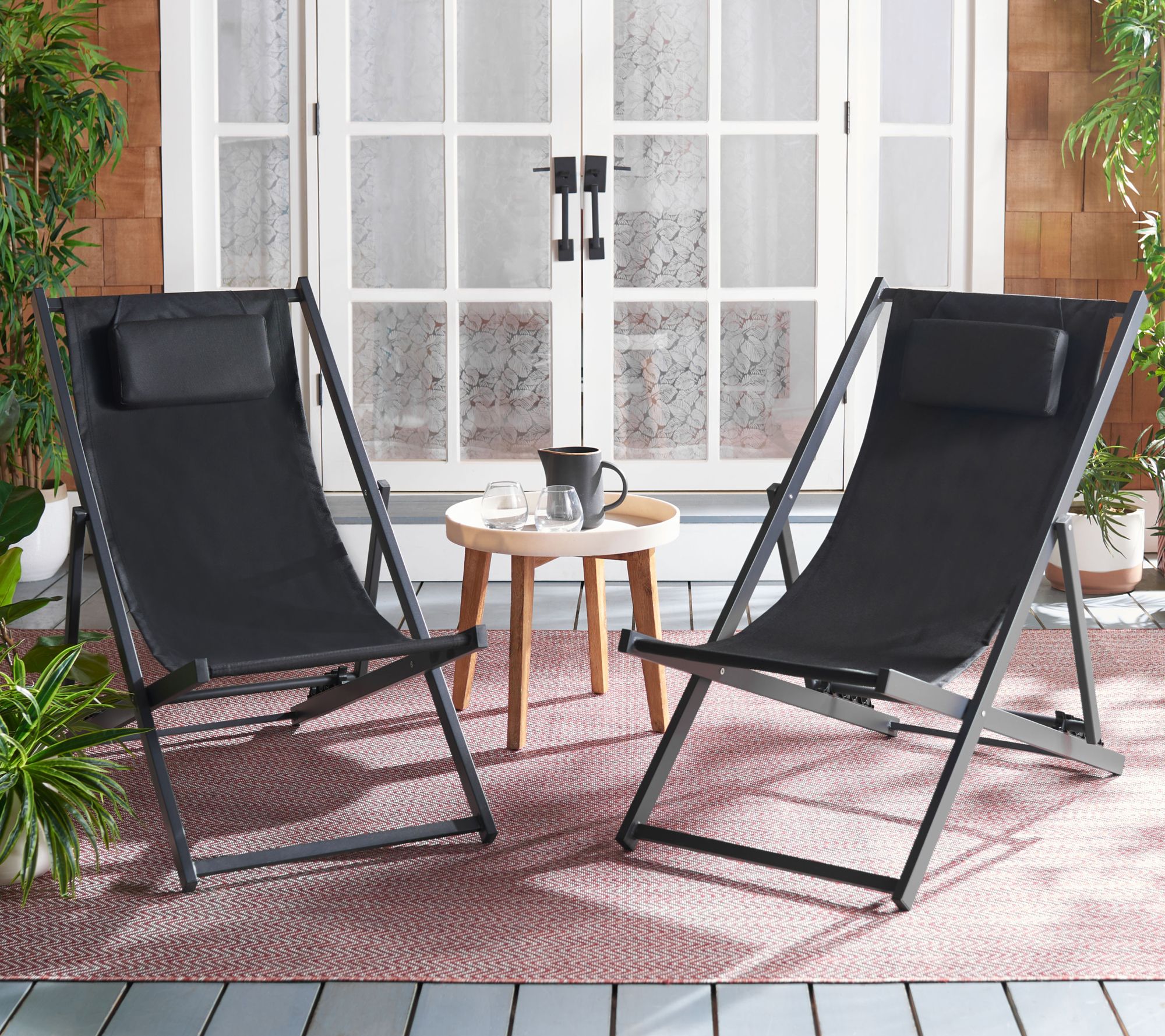 Camlin Outdoor Sling Chairs, Set of 2 by Safavieh