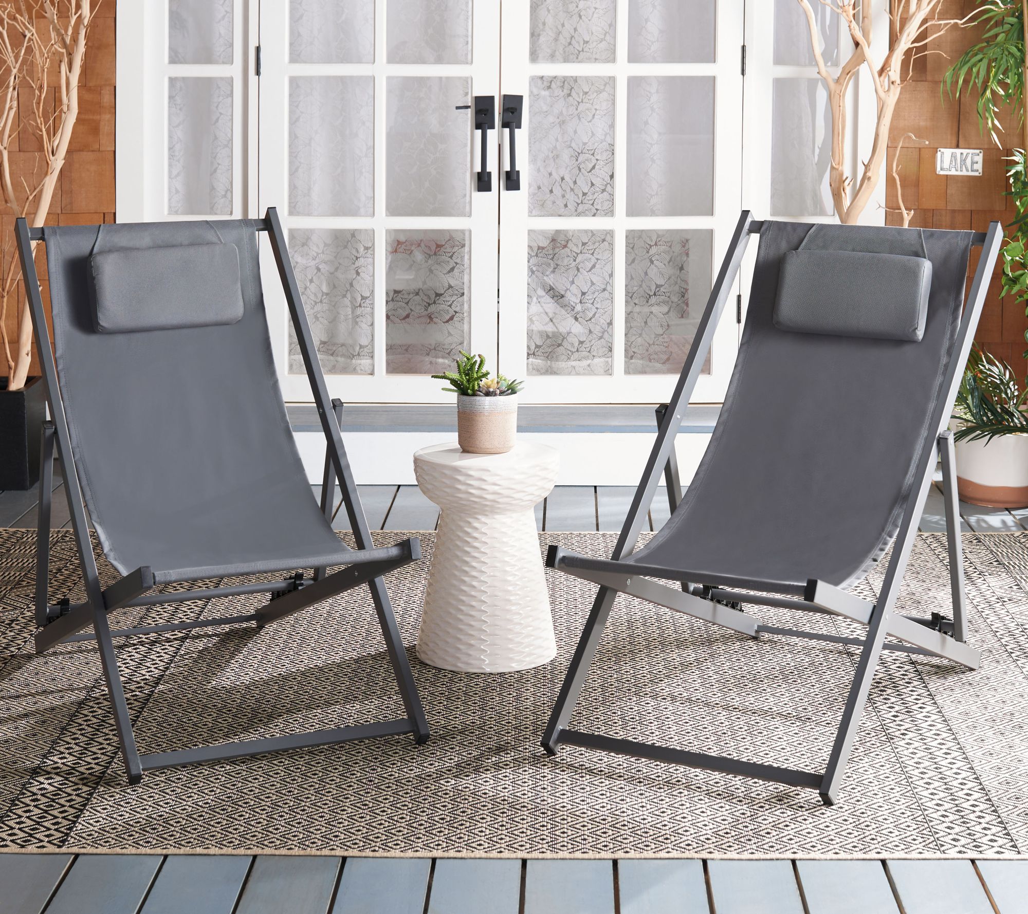 Camlin Outdoor Sling Chairs, Set of 2 by Safavieh