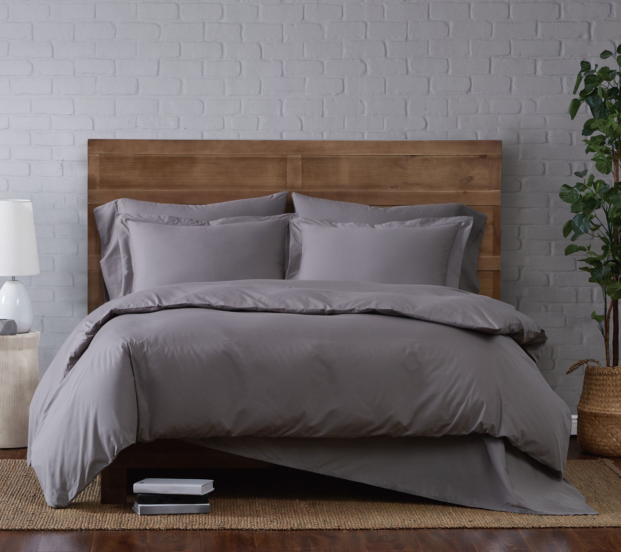 Brooklyn Loom Solid Cotton Percale Twin XL Duvet Set