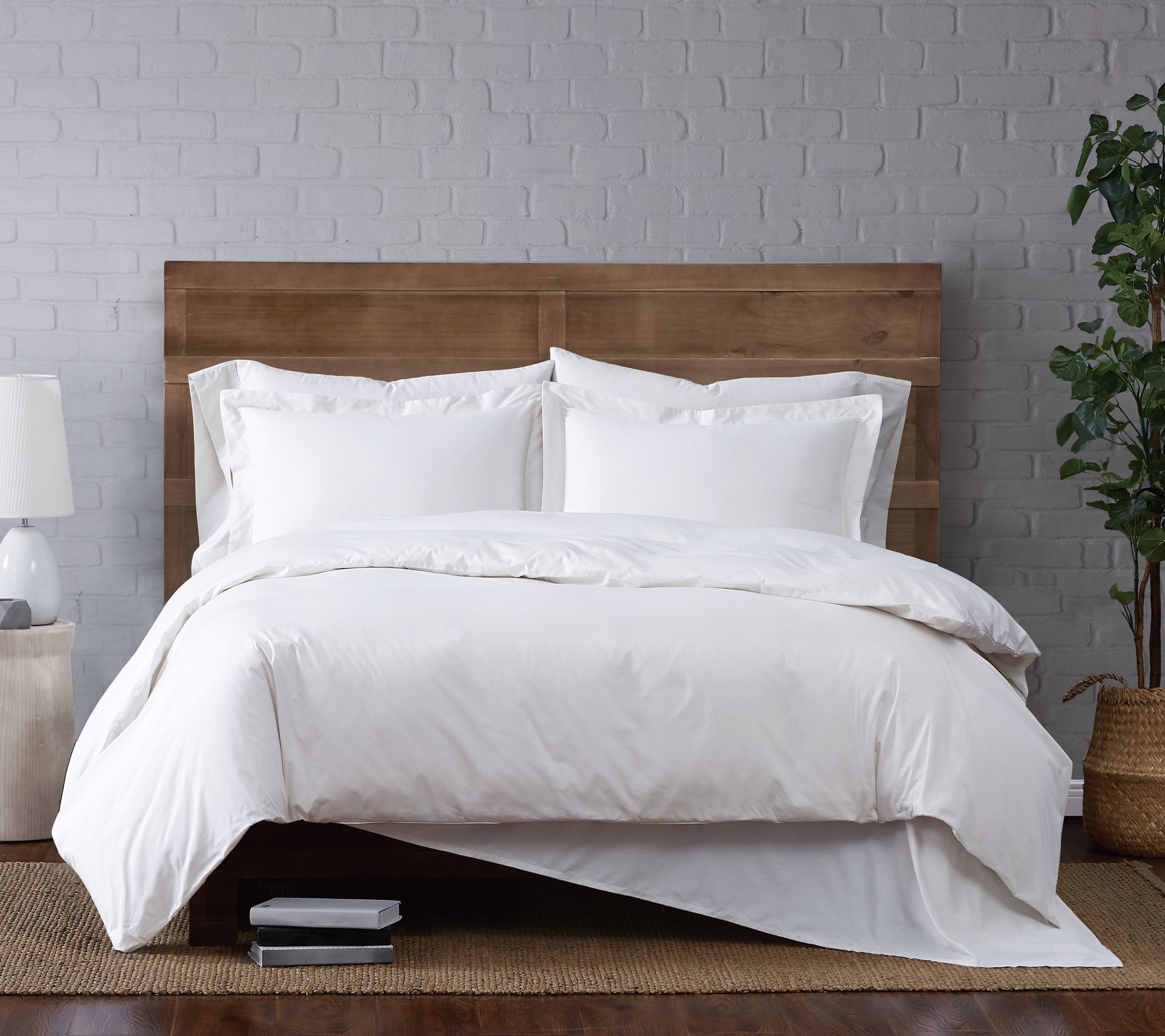 Brooklyn Loom Solid Cotton Percale Twin XL Duvet Set