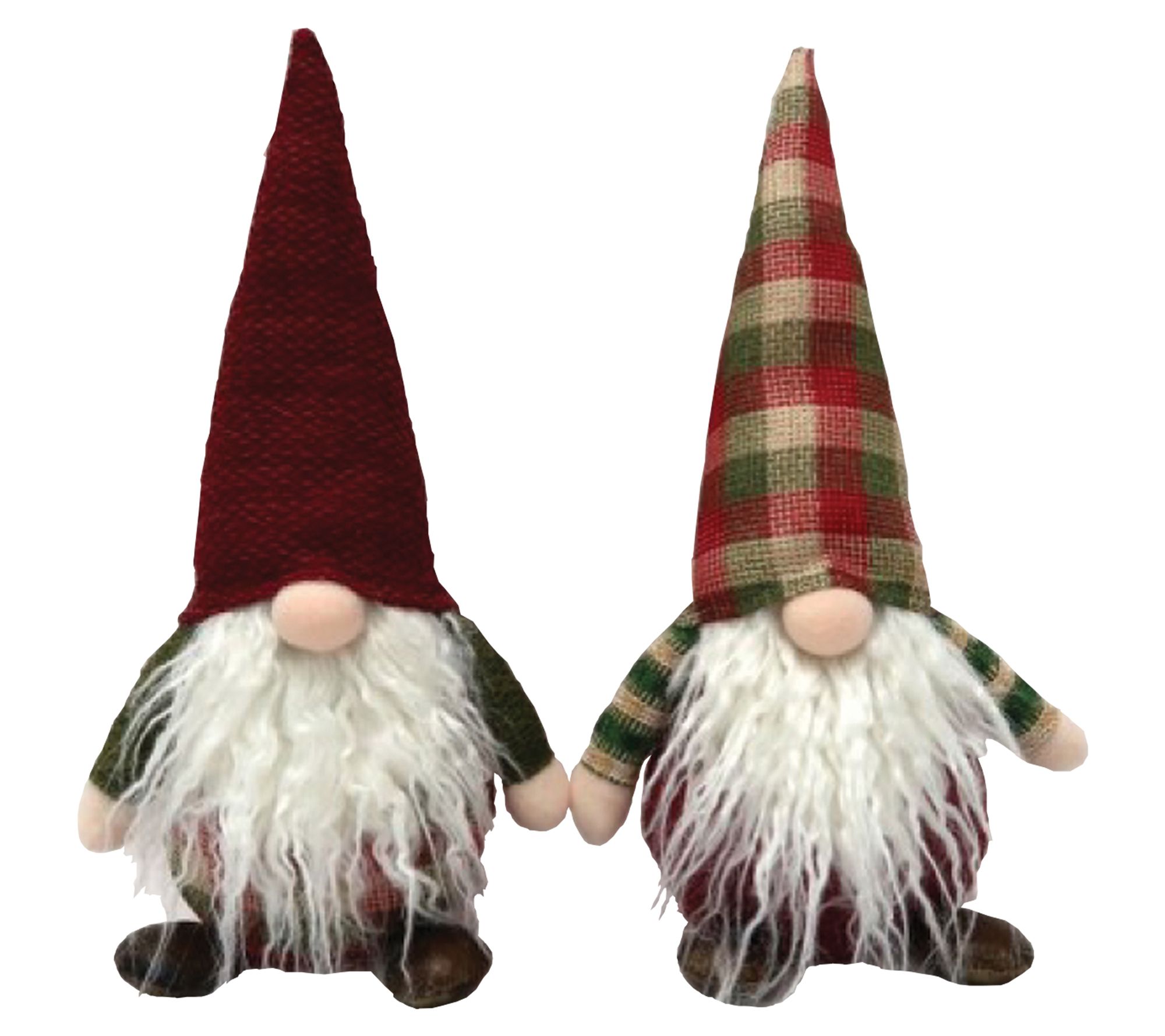 8" Santa's Workshop Plaid Gnomes, Set of 2