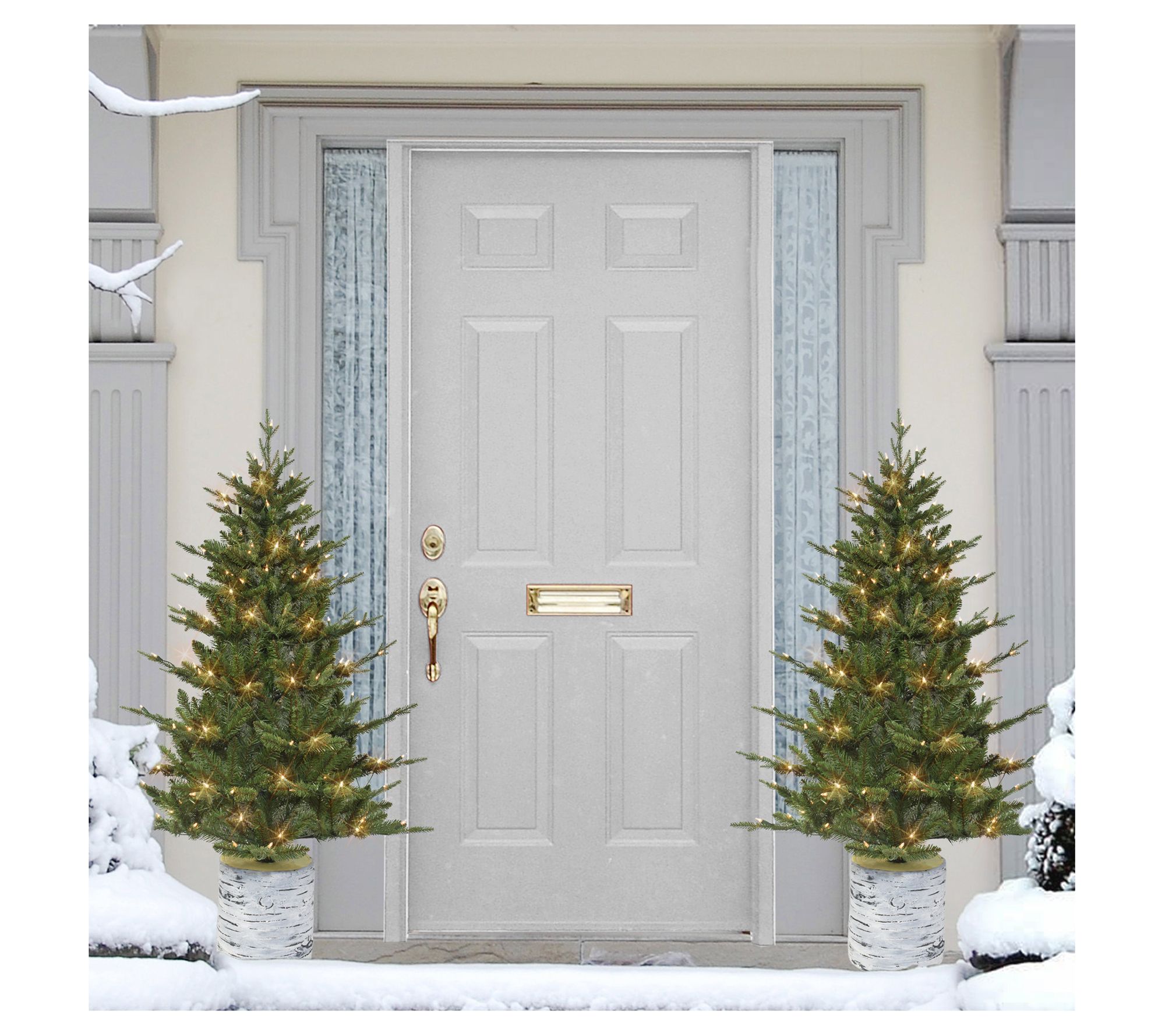 Puleo 4.5' PE/PVC Potted Tree,150 UL Clear Incandescent - QVC.com