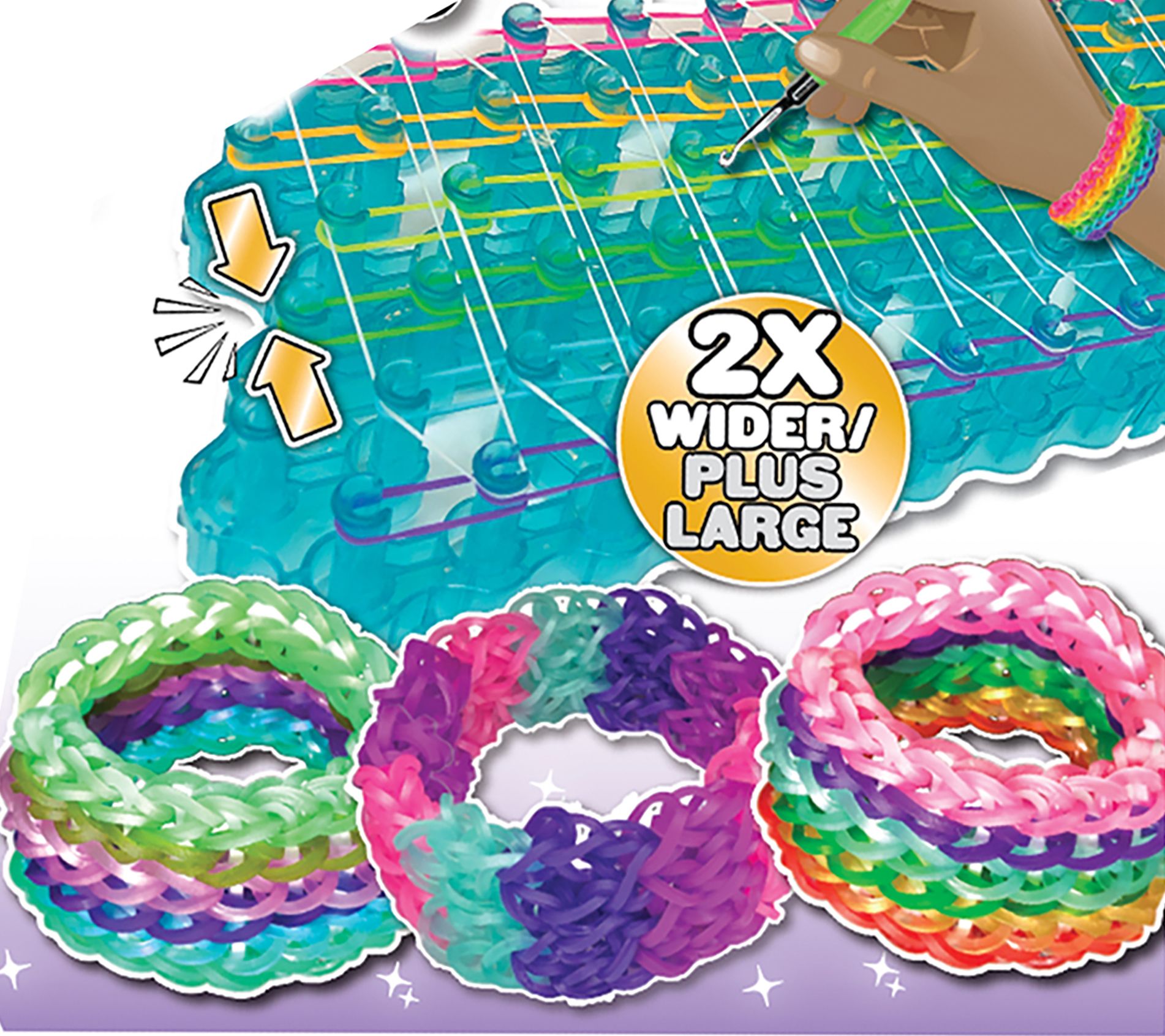 Toyland® Designer Loom - Confezione 300 Elastici Colorati Per Bracciali, Con 20 Clip A S E Gancio, 3 Stili Assortiti, Regalo Creativo Per Bambini Dagli 8 Anni