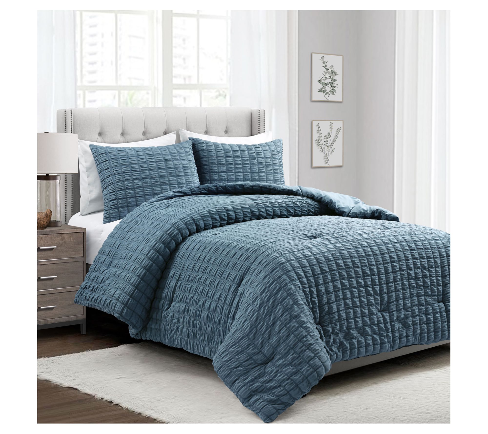 Lush Decor Crinkle Textured Dobby Comforter 3-p c F/Q