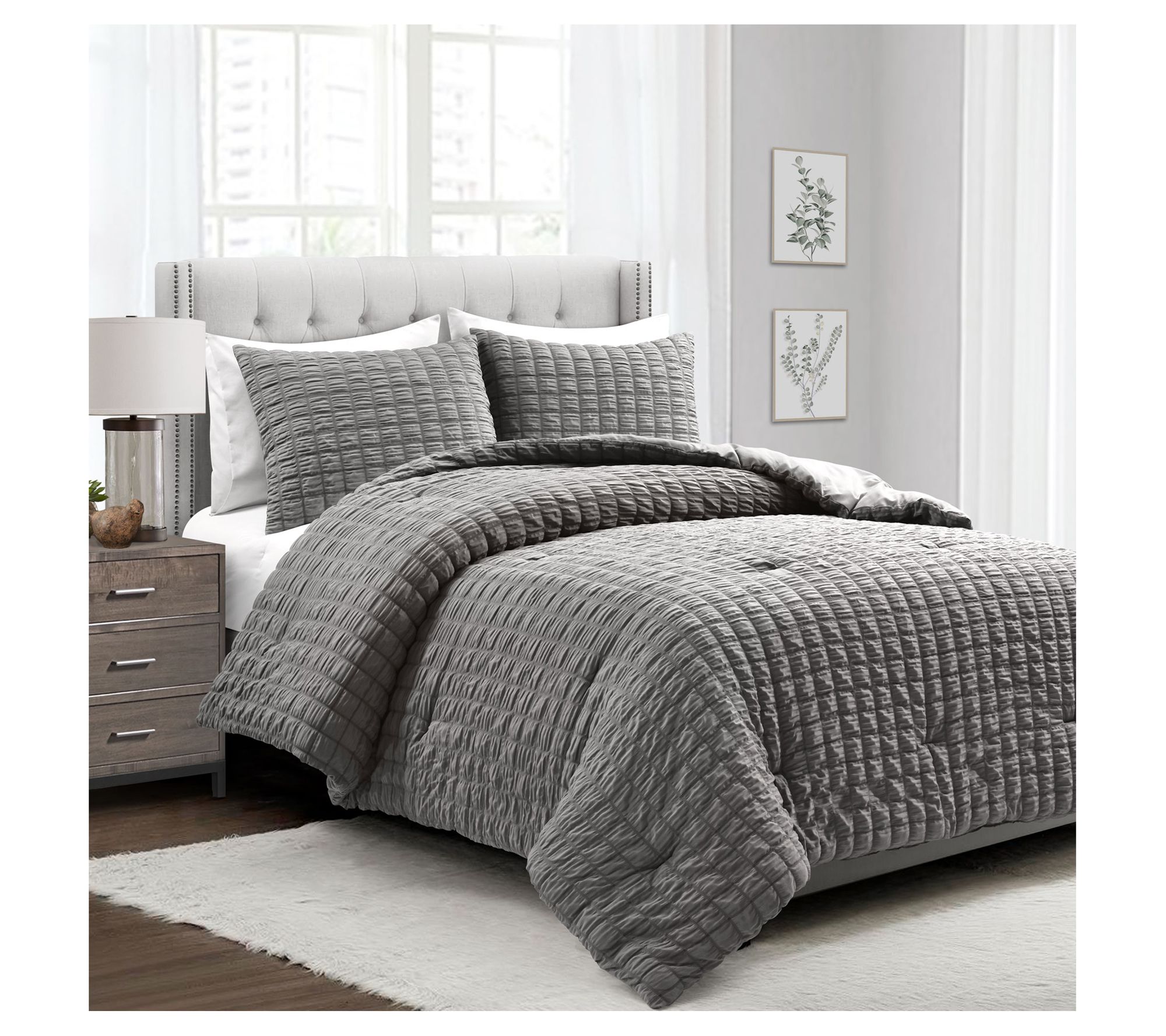 Lush Decor Crinkle Textured Dobby Comforter 3-pc F/Q