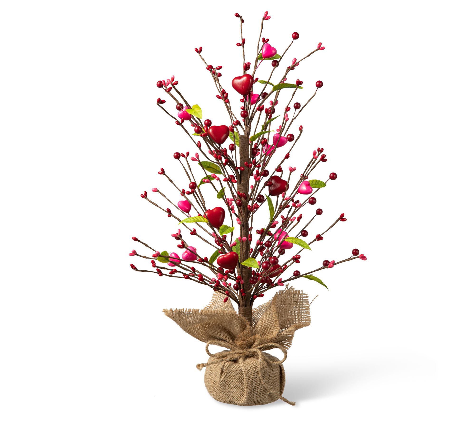Glitzhome 20" Valentine's Berry And Heart Table Top Tree