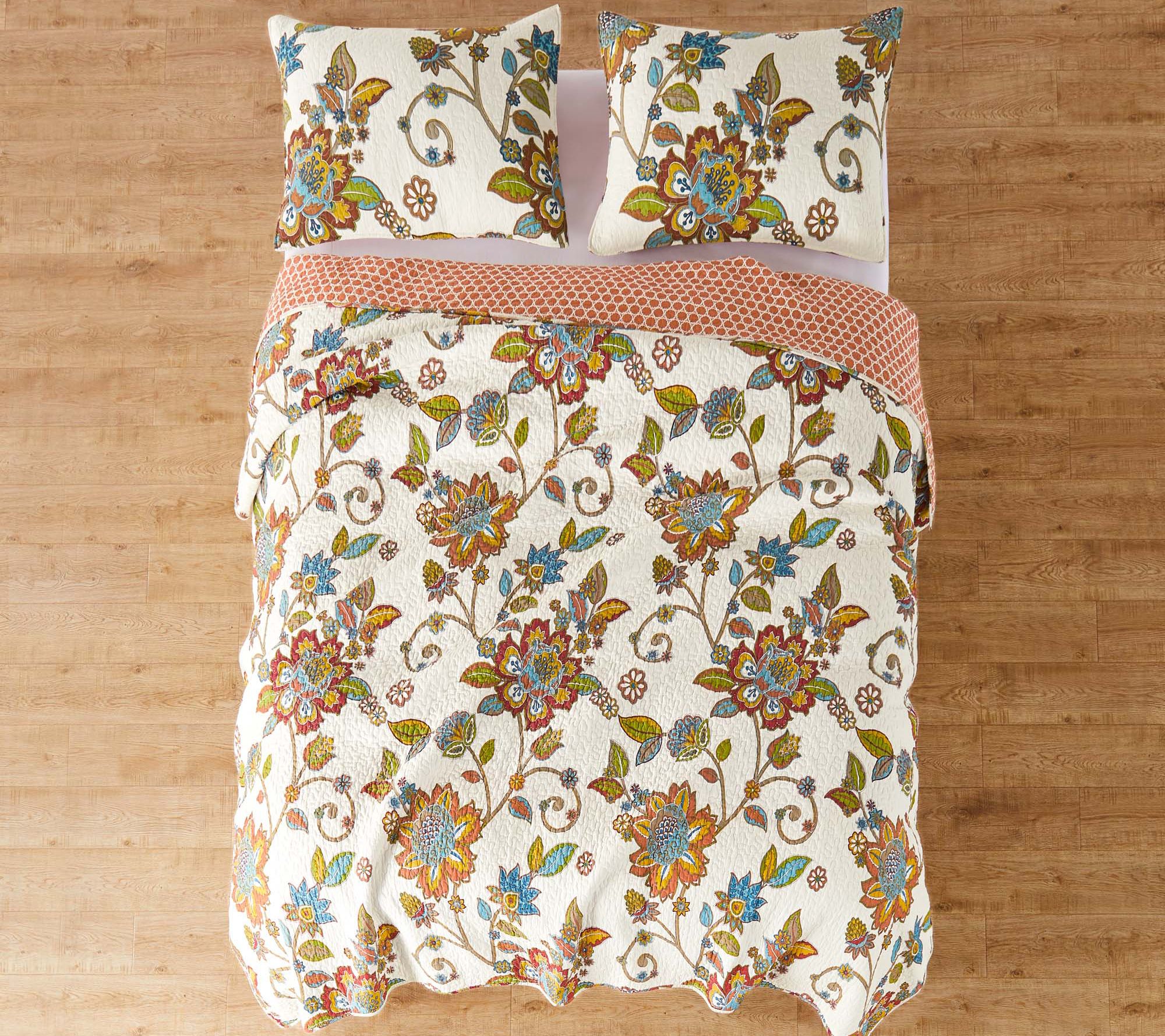 Levtex Home Clementine Floral 3 Piece Fullqueen Quilt Set 7666