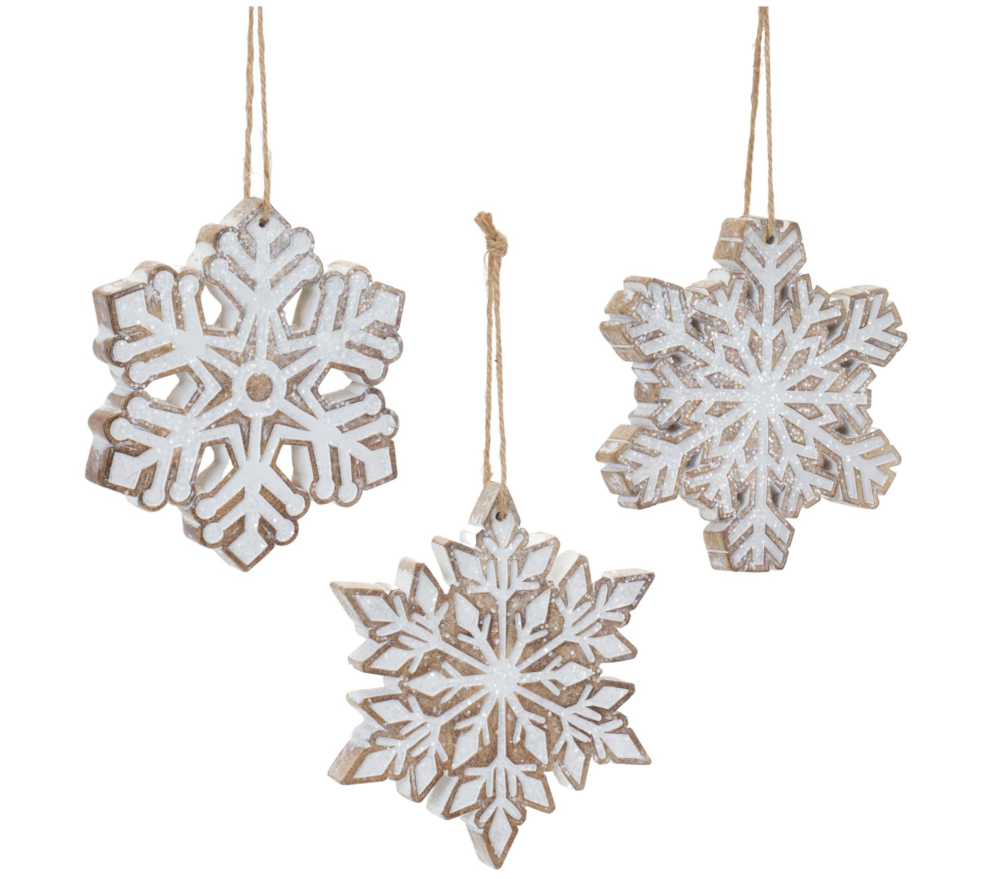Melrose Glittered Snowflake Ornament (Set of 3)